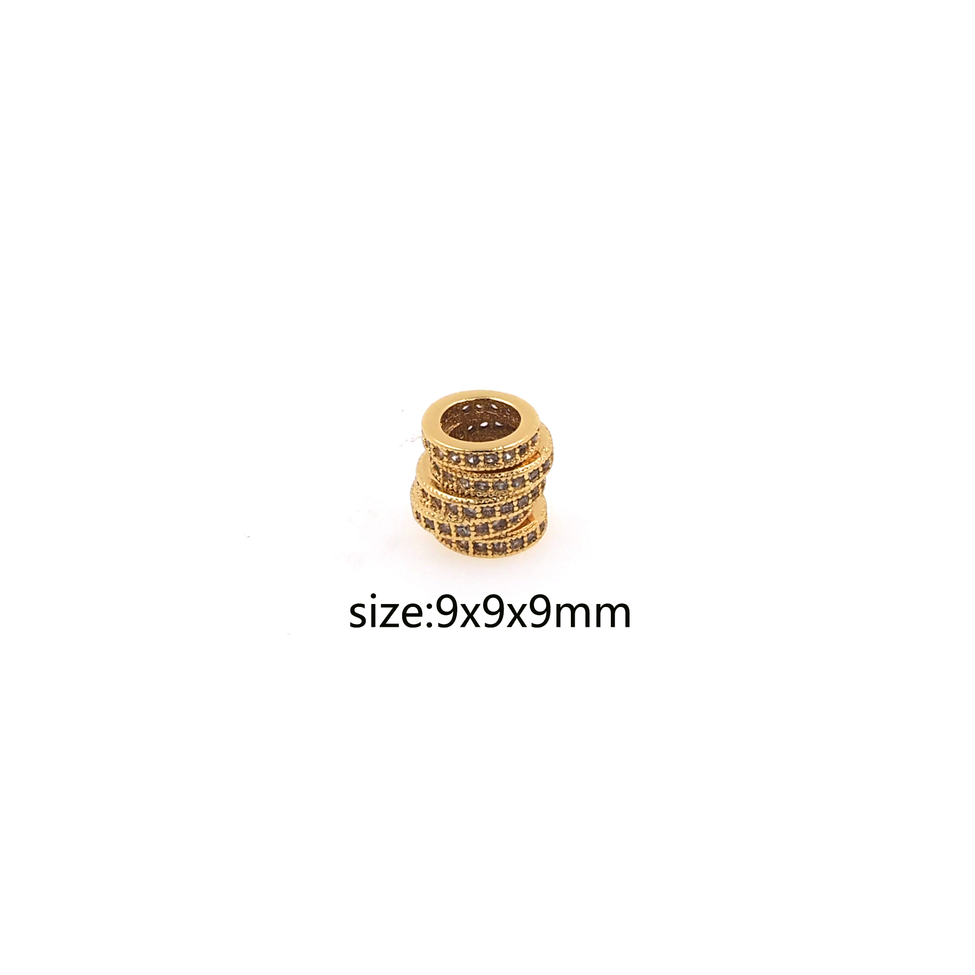 18K Gold Filled Tube Spacer Beads,CZ Micro Pave Barrel Beads for Bracelet Jewelry Necklace Making Supply