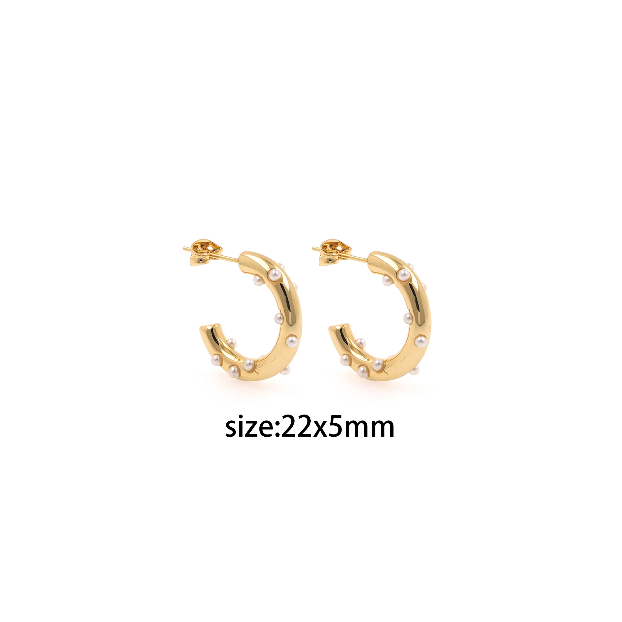 18K Gold Filled Pearl Hoops Earrings,Gold Huggies Hoop Earrings,Minimalist Earrings