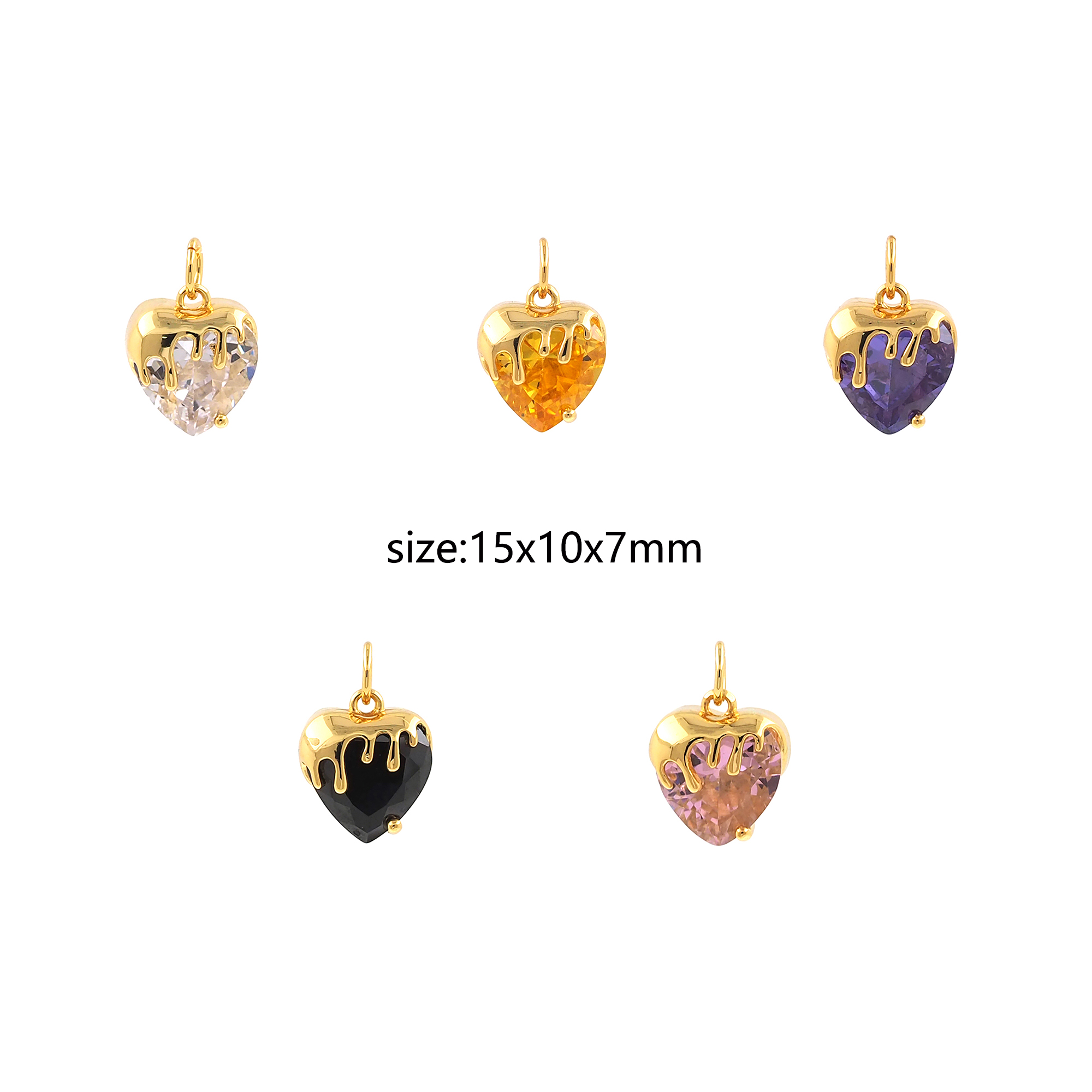 18K Gold Filled Heart Pendant,CZ Micro Pave Heart Charm Earrings Necklace for DIY Jewelry Making Supply