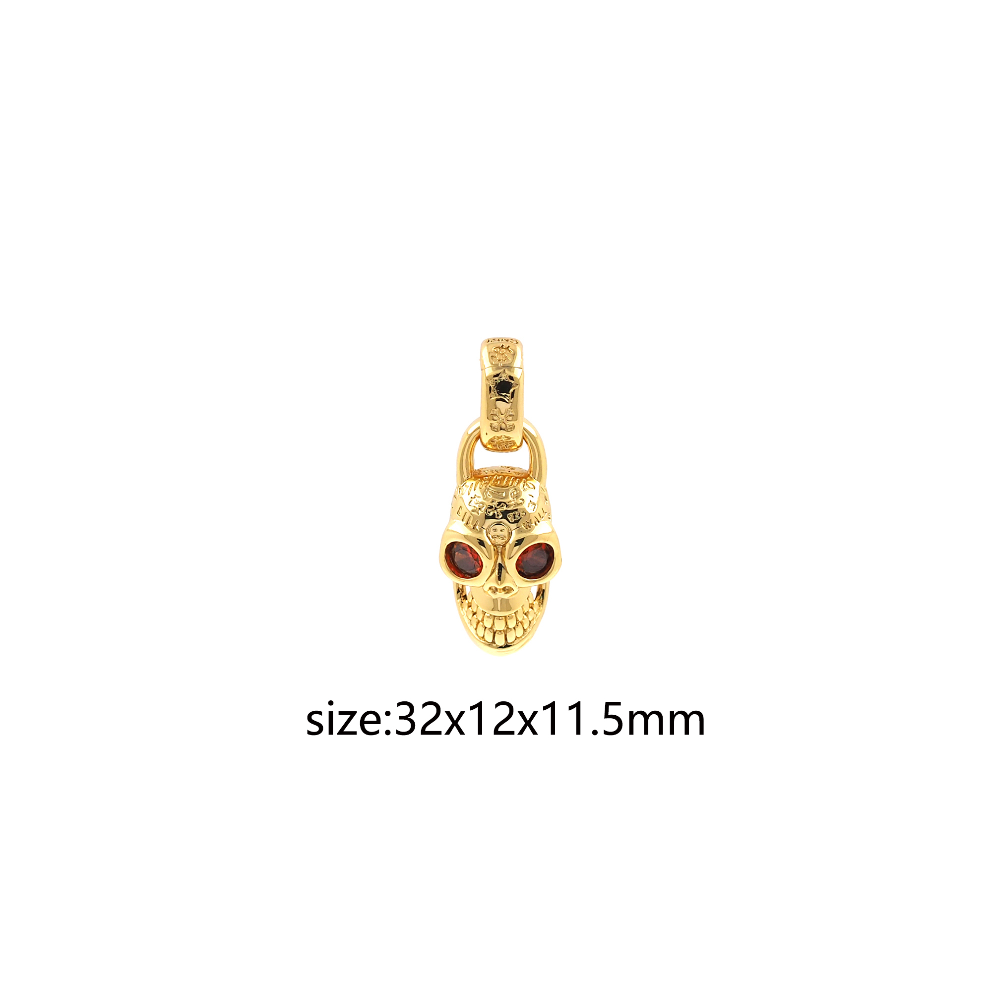 18K Gold Filled Skull Pendant,CZ Micor Pave Skull Charm Earrings Necklace for DIY Jewelry Making Supply