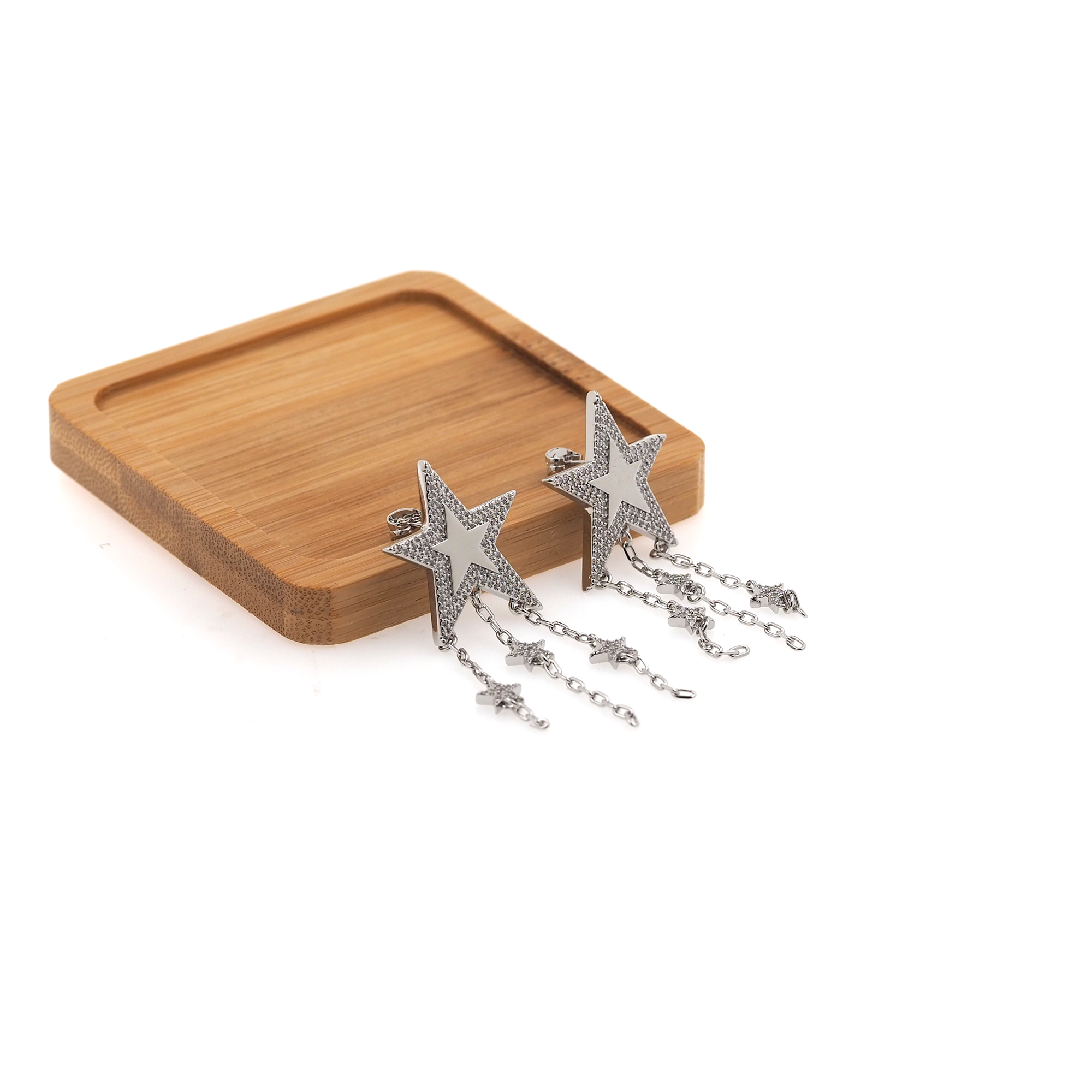 18K Gold Filled Star Stud Earrings,Tassel Stud,CZ Micro Pave Star Earrings,Dainty Earrings,Minimalist Earring,Gift for Wife