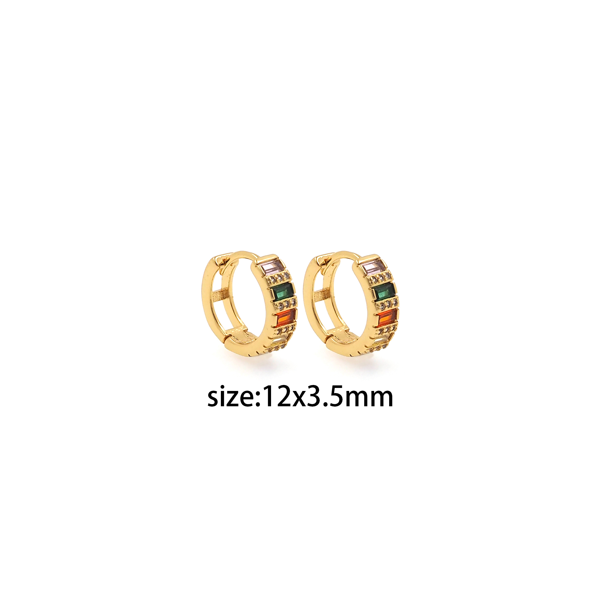 18K Gold Filled Colorful Zirconia Hoop Earrings,Minimalist Hoops,Gold Hoops,Dainty CZ Hoops Huggie,Gift for Her