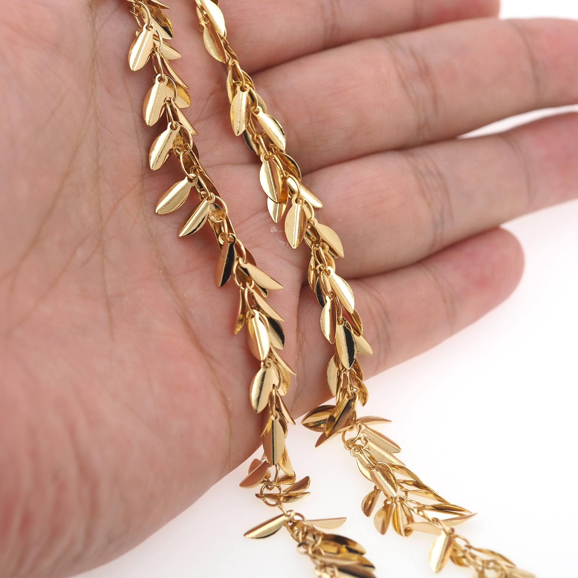 18K Gold Filled Leaf Chains,Cable Chain,Thin Link Chain Necklace for Women DIY Jewelry Making Supply