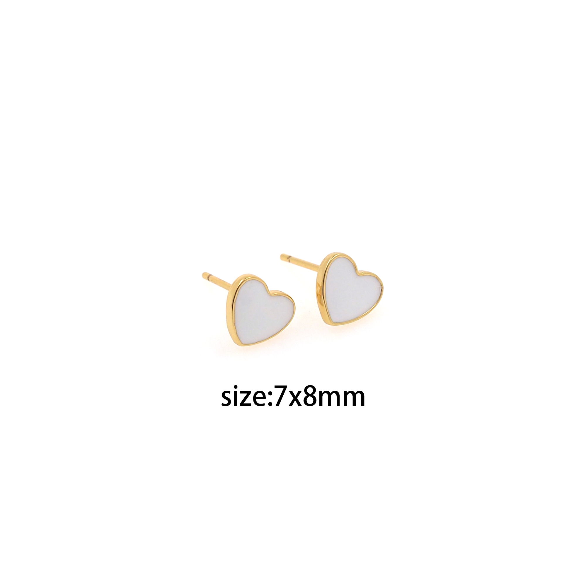 18K Gold Filled Heart Stud Earrings,Enamel Heart Earrings,Dainty Earrings,Minimalist Earring,Gift for Wife