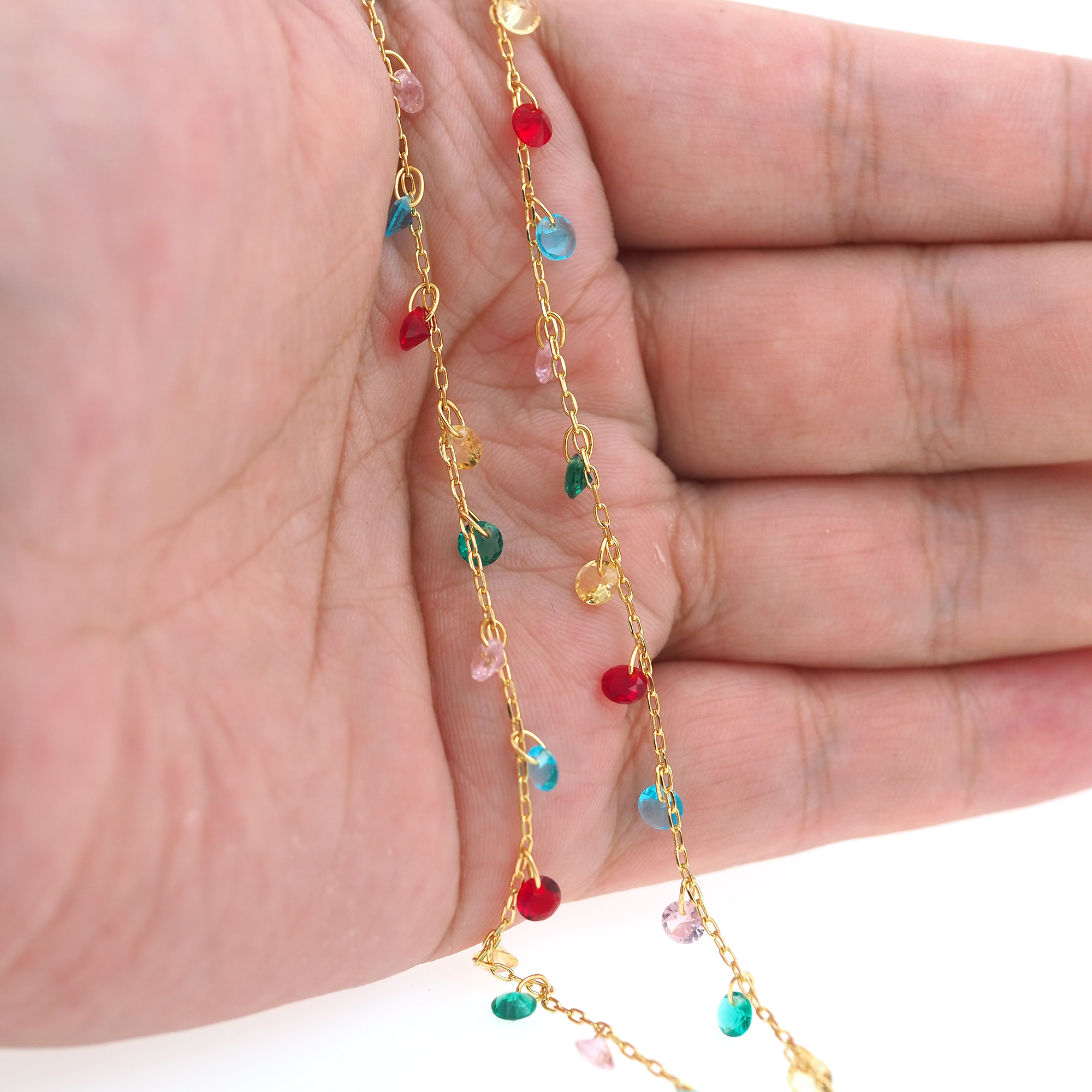 18K Gold Filled CZ Chain,Minimalist Chains,Cable Chain,Zirconia Chain,Thin Link Chain Necklace for Women DIY Jewelry Making Supply