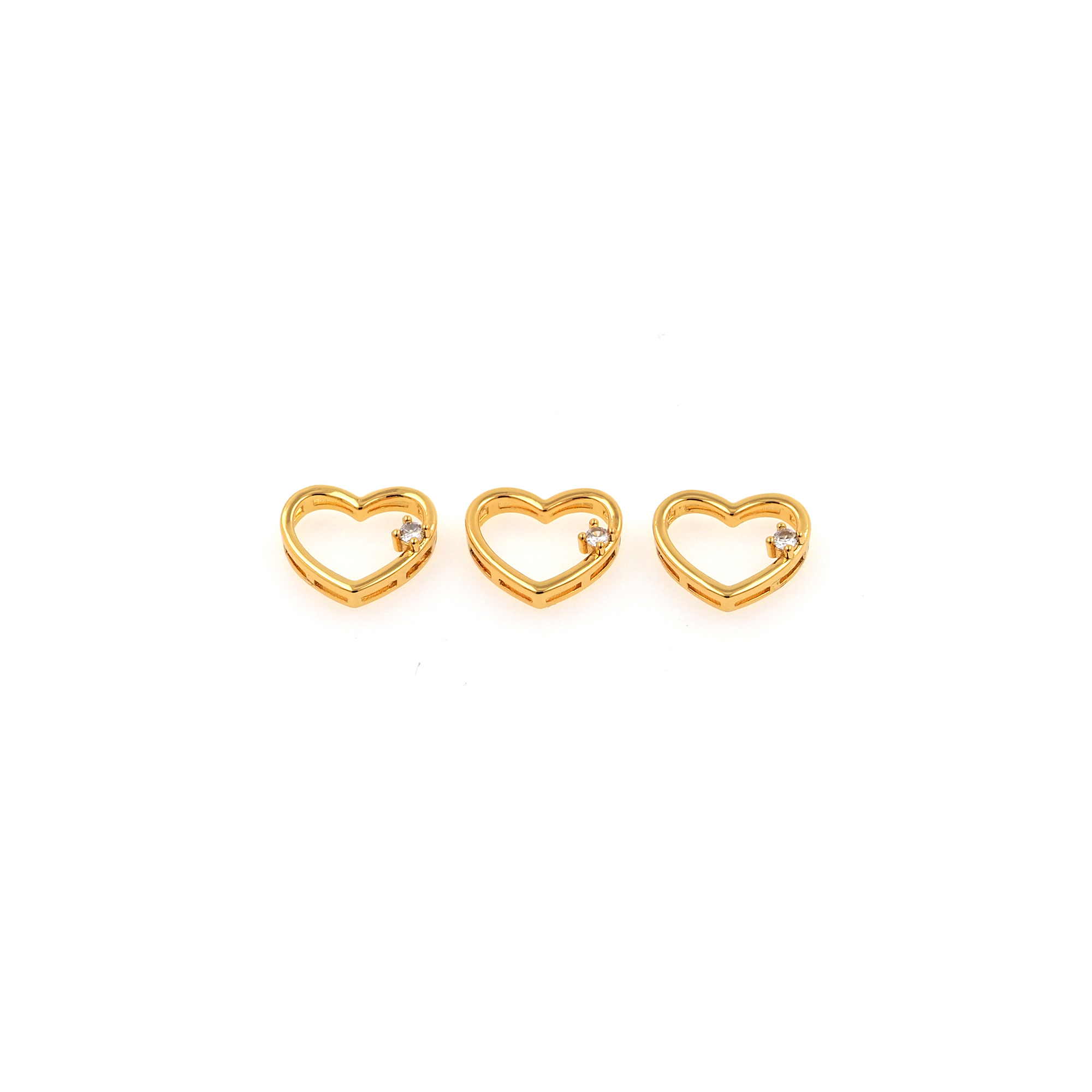 18K Gold Filled Heart Spacer Beads,CZ Micro Pave Heart Bead for Bracelet Jewelry Necklace Making Supply