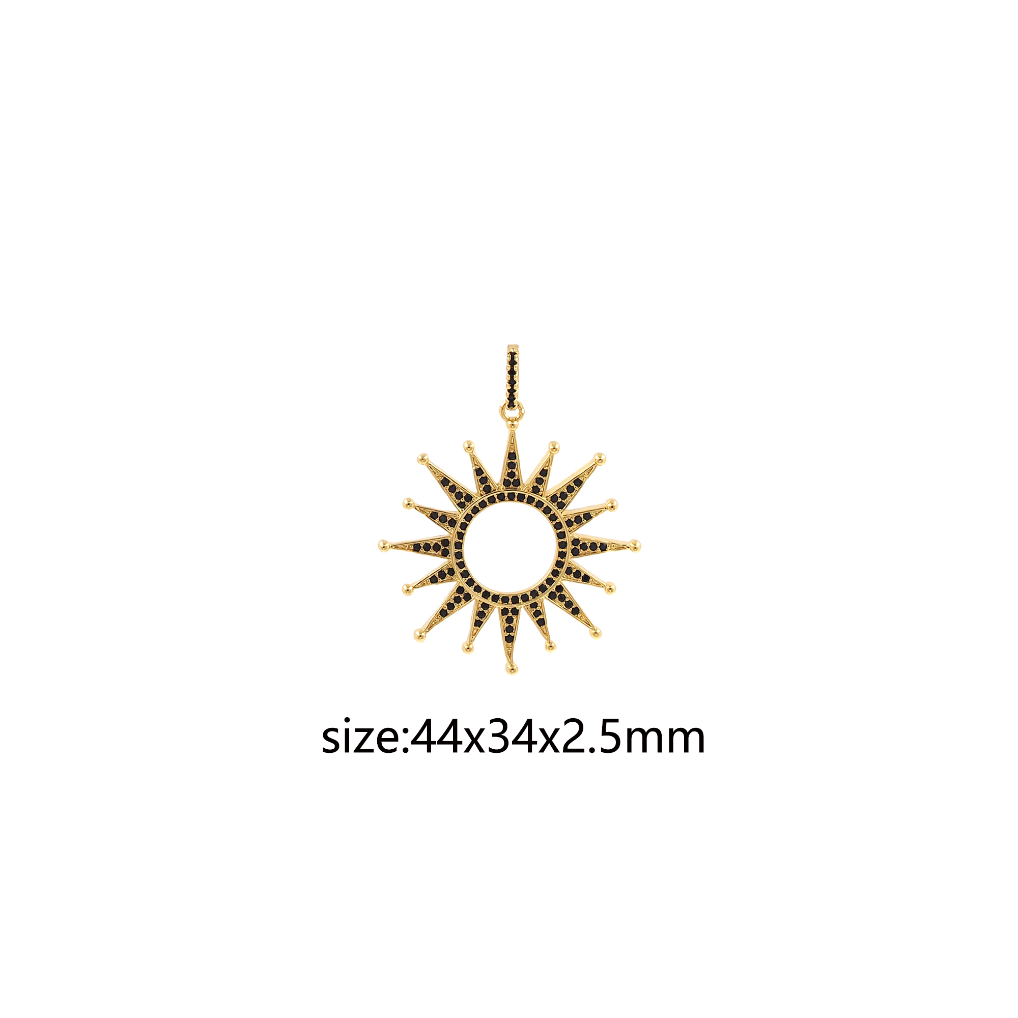 CZ Micro Pave Sun Pendant,18K Gold Filled Sun Charm Earrings Necklace for DIY Jewelry Making Supply