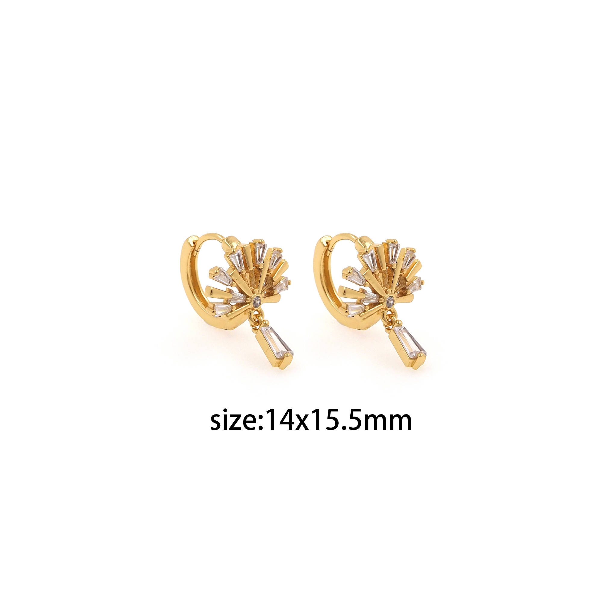 18K Gold Filled Dandelion Hoop Earrings,Dainty Zirconia Earrings,Gold Flower Hoops,Dainty CZ Hoops Huggie