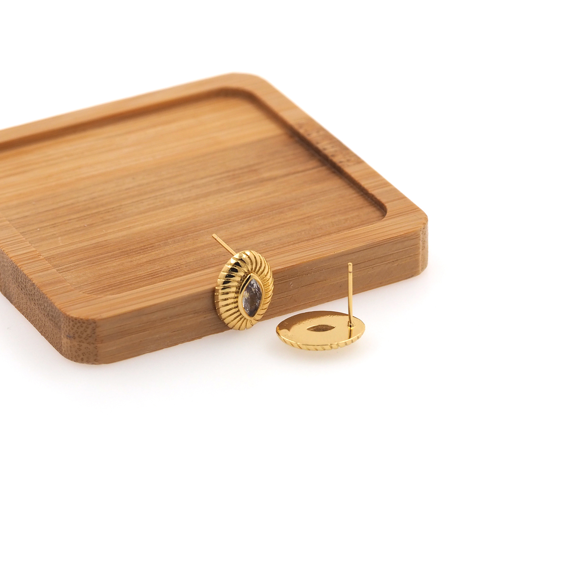 18K Gold Filled Evil Eye Stud Earrings,CZ Micro Pave Evil Eye Earrings,Dainty Earrings,Minimalist Earring,Gift for Wife