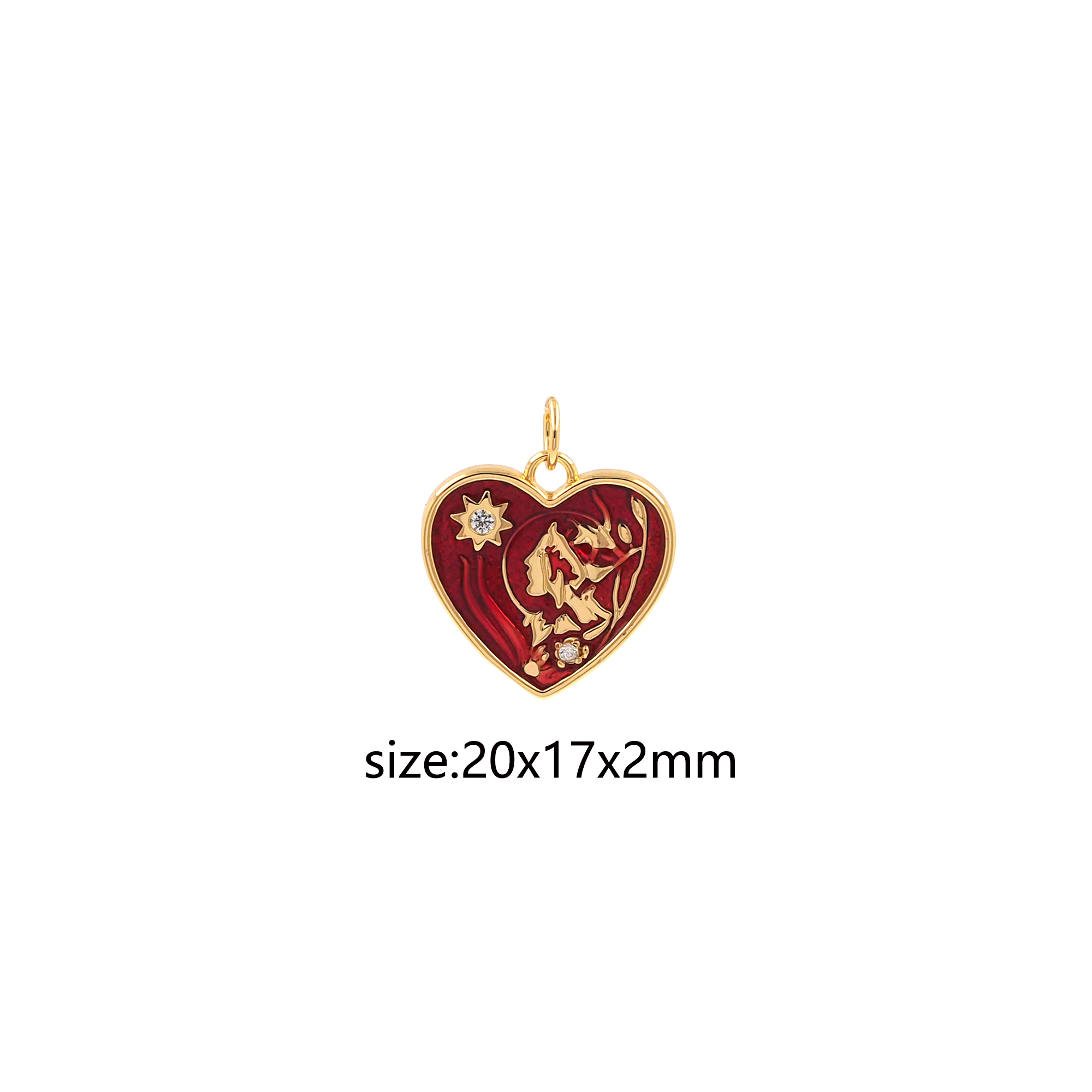 Enamel Heart Pendant,18K Gold Filled Heart Charm Earrings Necklace for DIY Jewelry Making Supply