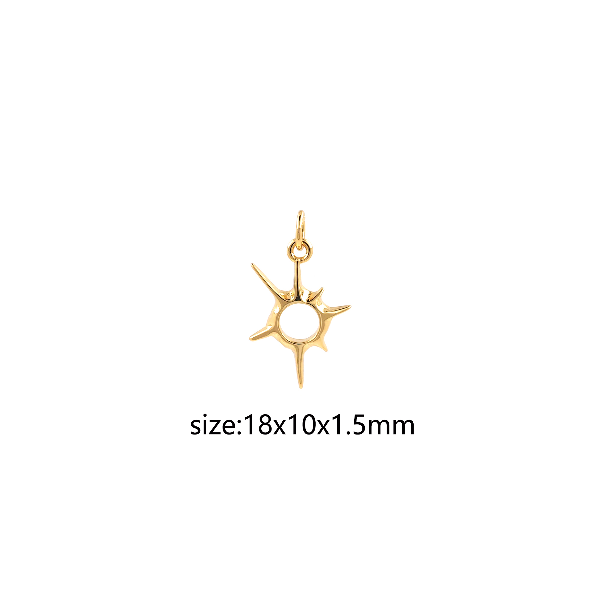 18K Gold Filled North Star Pendant,Dainty Celestial Charm Earrings Necklace for DIY Jewelry Making Supply
