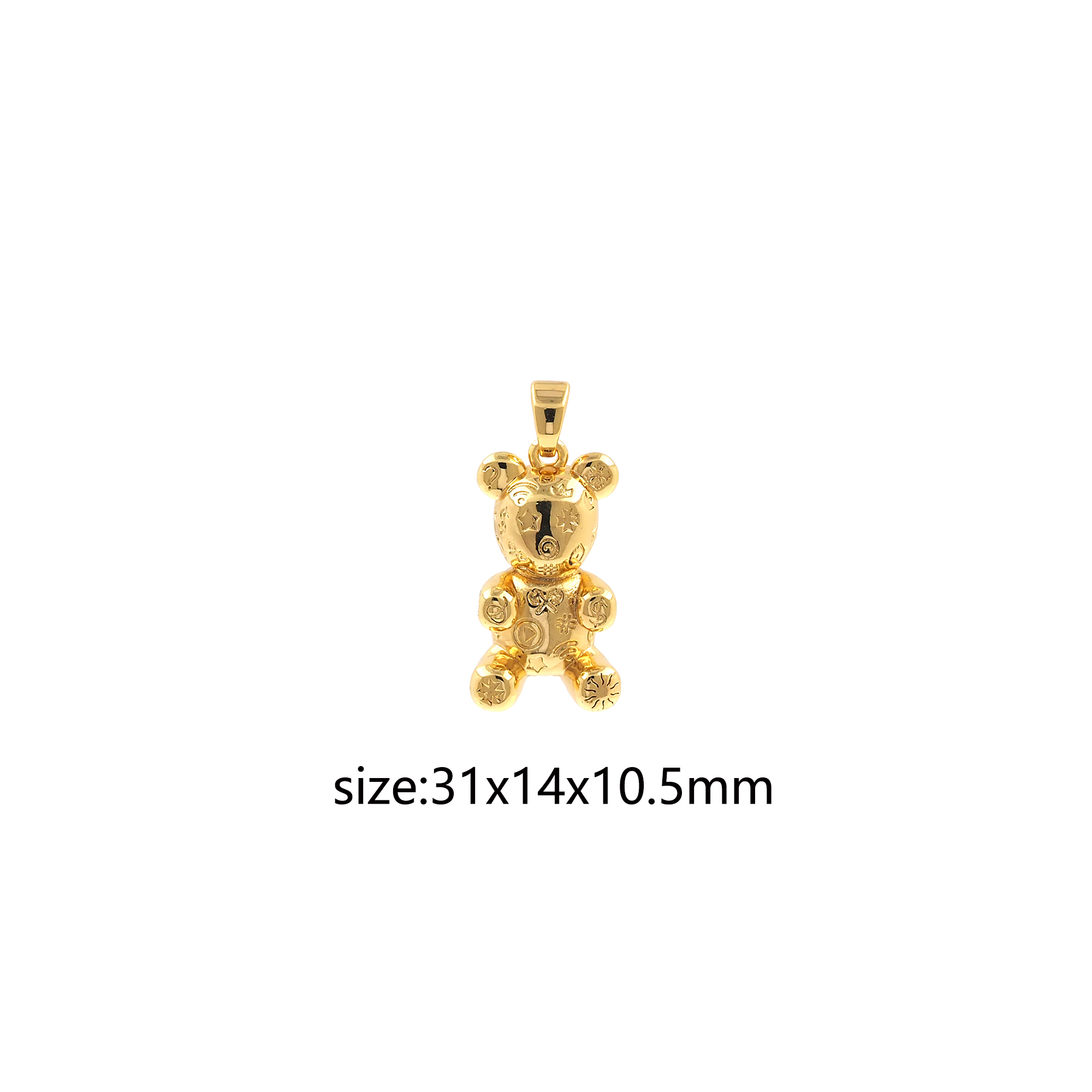 18K Gold Filled Bear Pendant,Animal Chamr Earrings Necklace for DIY Jewelry Making Supply