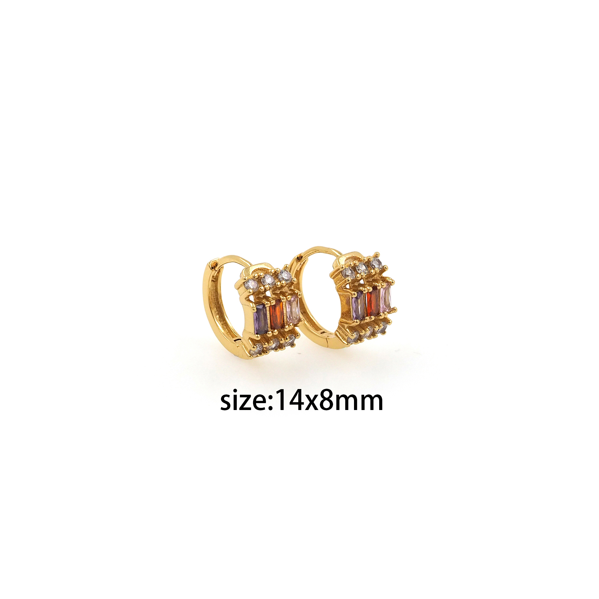 18K Gold Filled Colorful Zirconia Hoop Earrings,Minimalist Hoops,Gold Hoops,Dainty CZ Hoops Huggie,Gift for Her