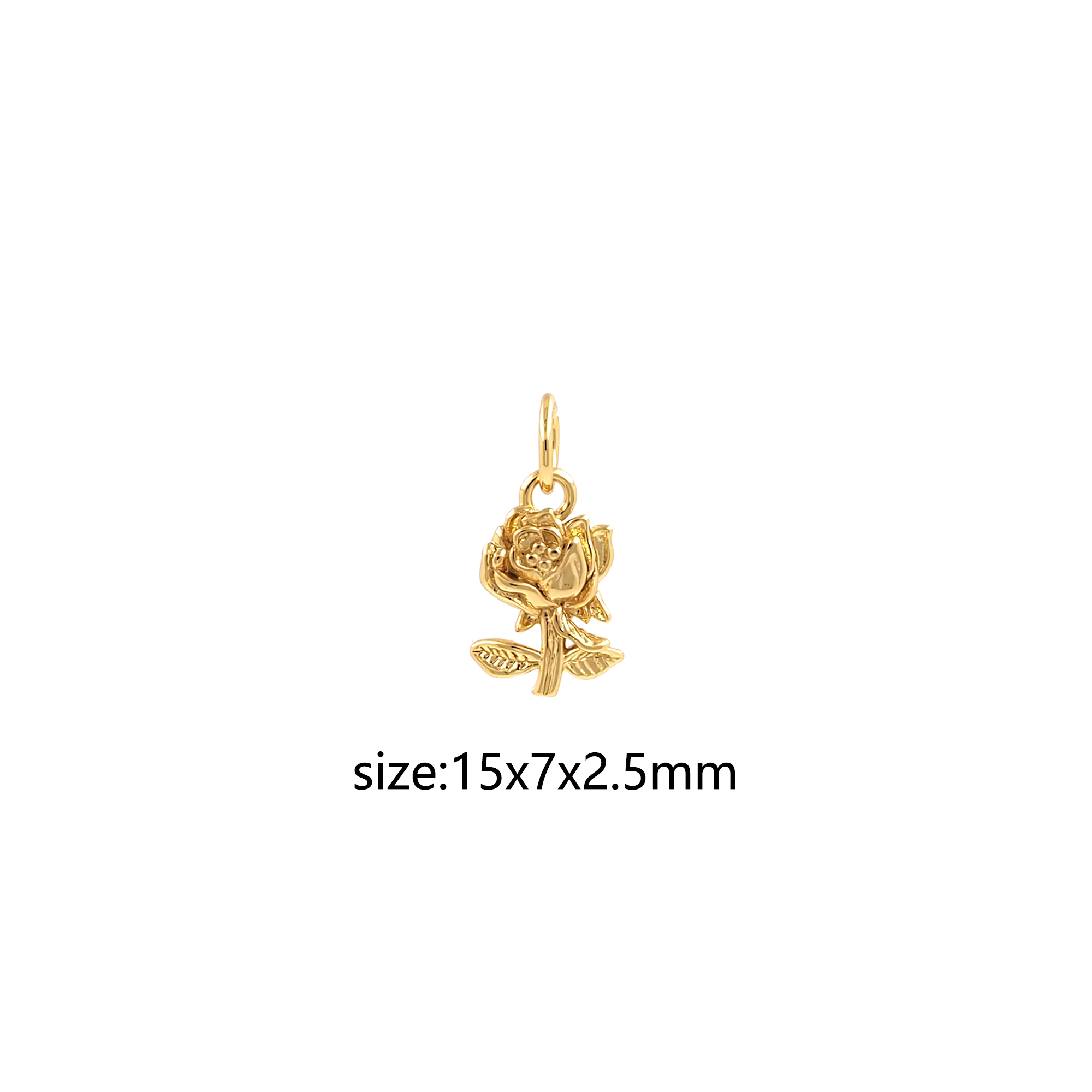 18K Gold Filled Rose Pendant,Dainty Rose Charm Earrings Necklace for DIY Jewelry Making Supply