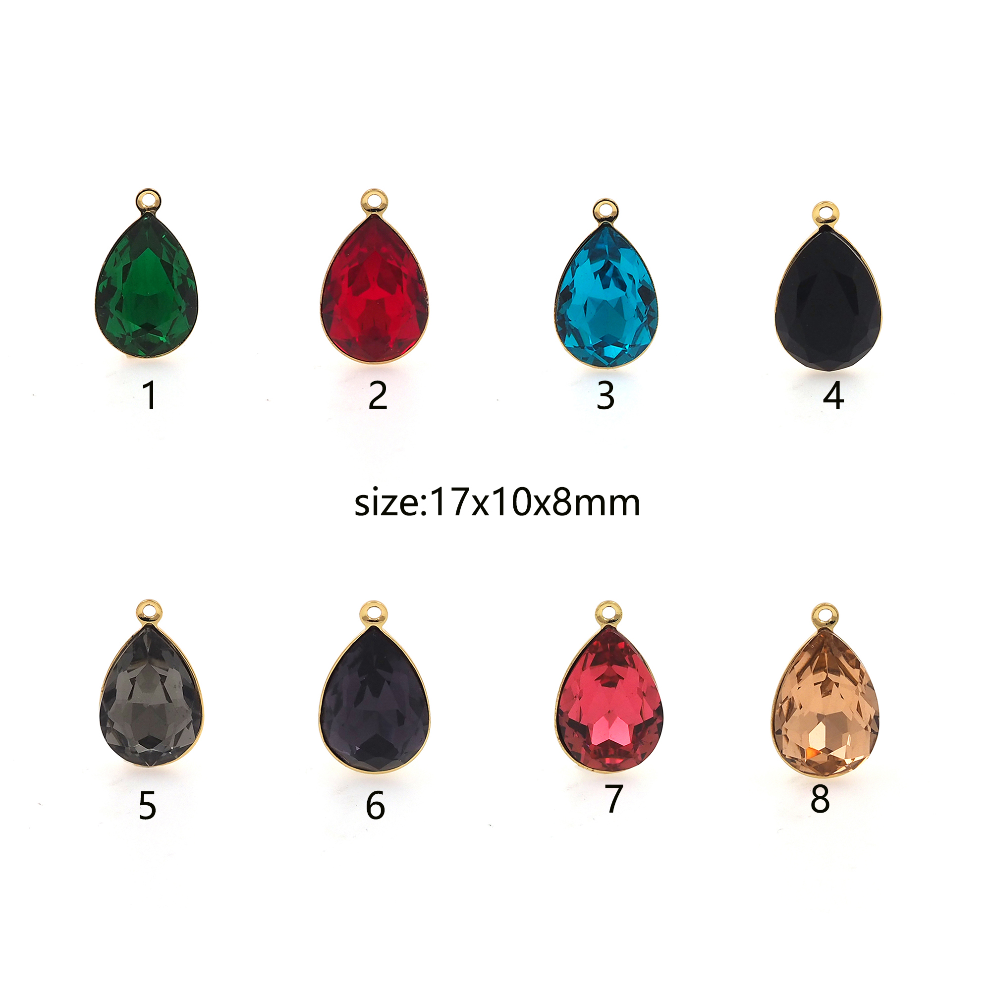 18K Gold Filled Teardrop Pendant,Crystal Teardrop Charm Earrings Necklace for DIY Jewelry Making Supply