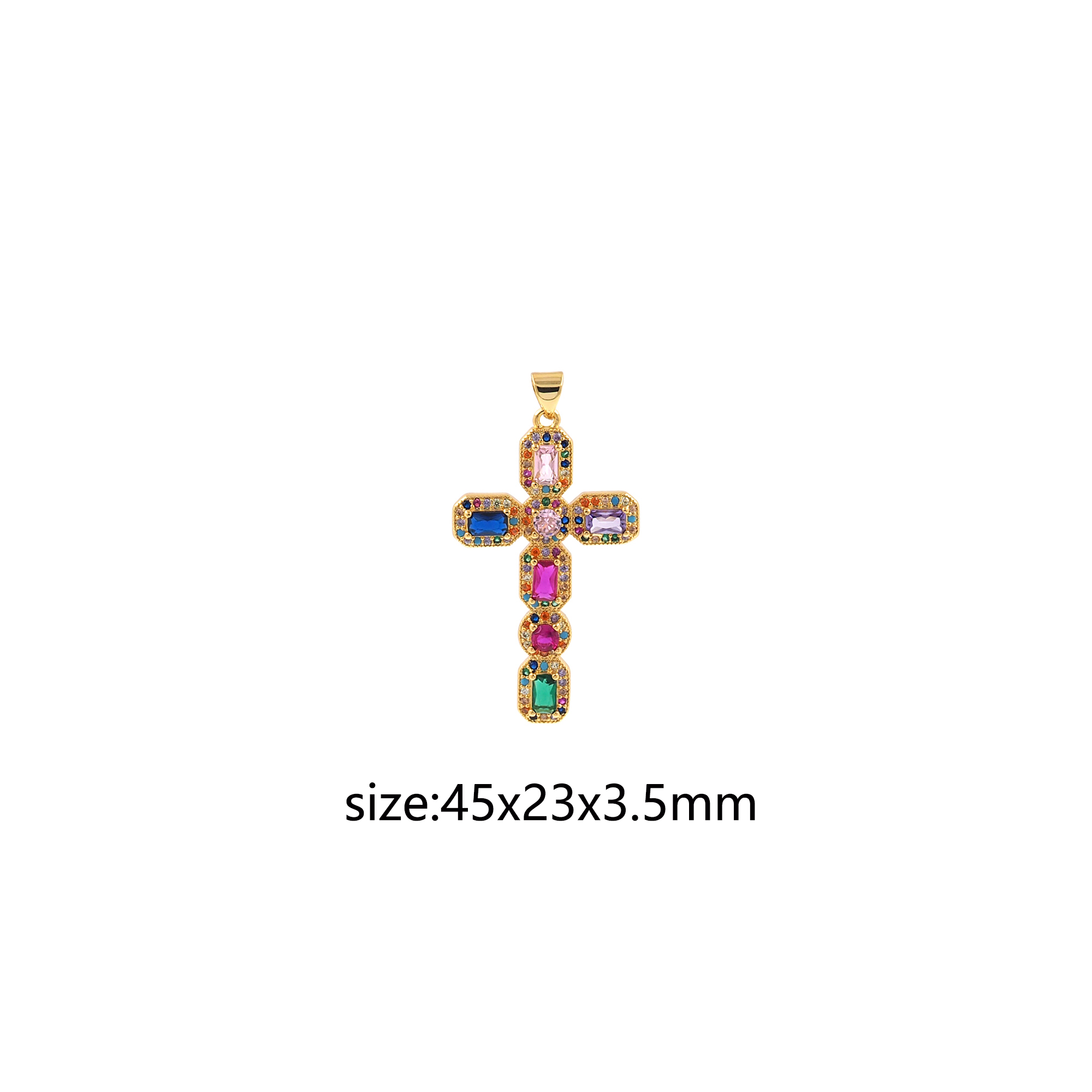 18K Gold Filled Cross Pendant,Religious Charm,CZ Micro Pave Cross Earrings Necklace for DIY Jewelry Making Supply