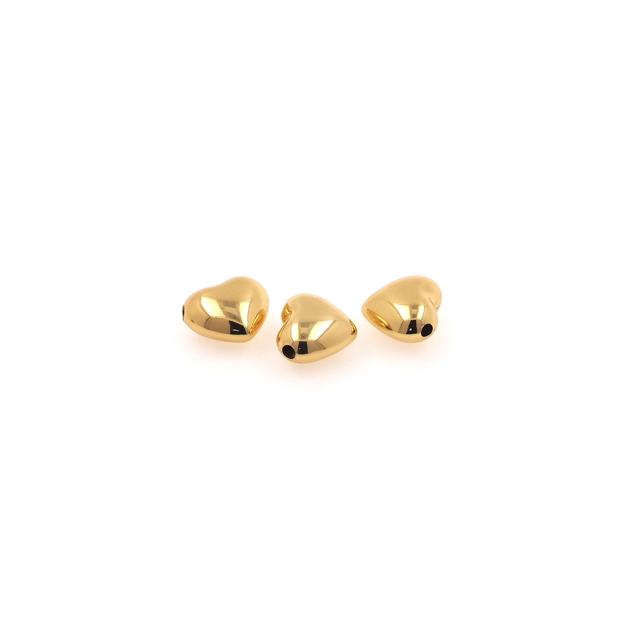 18K Gold Filled Heart Spacer Beads,Puffed Heart Bead for Bracelet Jewelry Necklace Making Supply