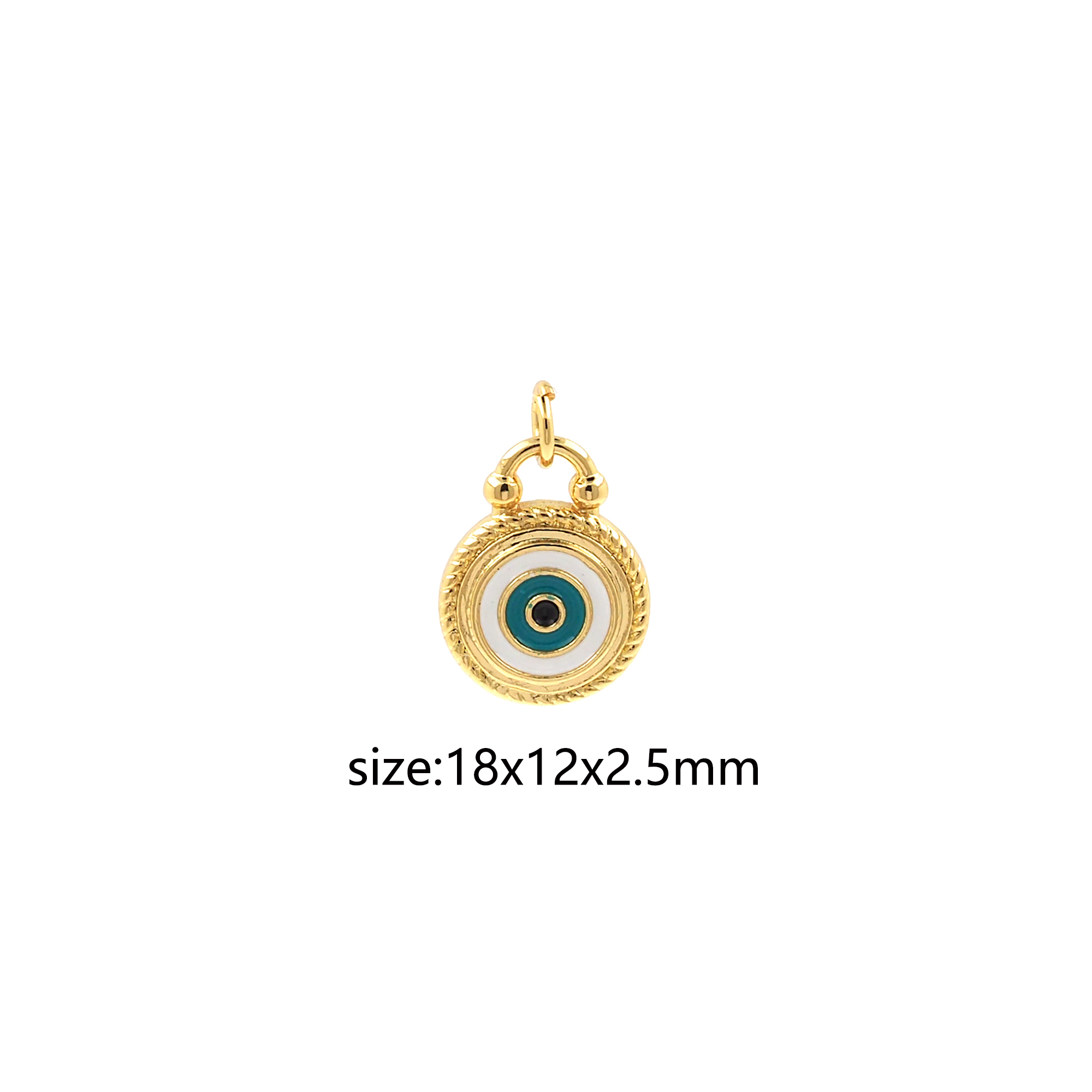 18K Gold Filled Round Eye Pendant,Enamel Evil Eye Charm Earrings Necklace for DIY Jewelry Making Supply