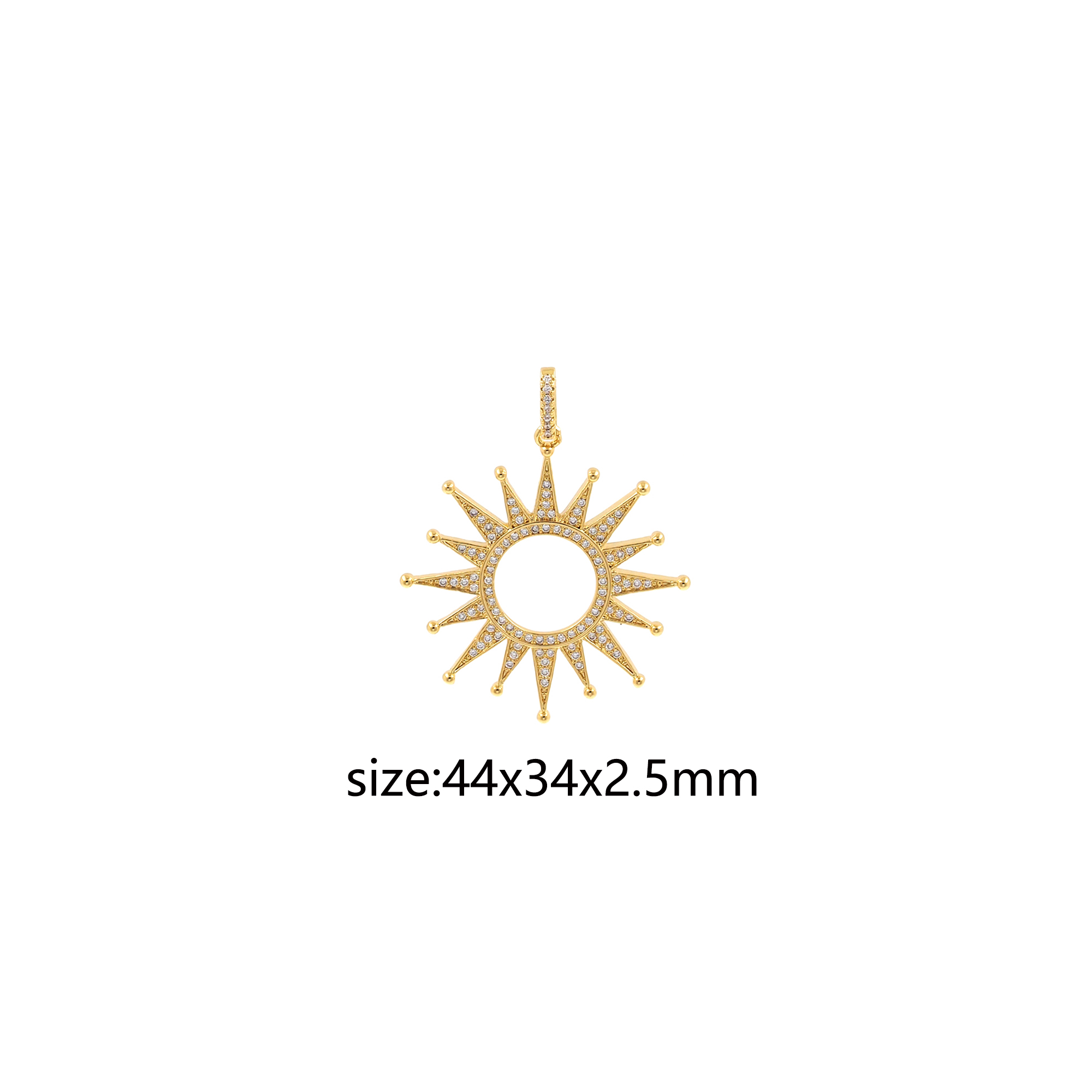 CZ Micro Pave Celestial Pendant,18K Gold Filled Sun Charm Earrings Necklace for DIY Jewelry Making Supply