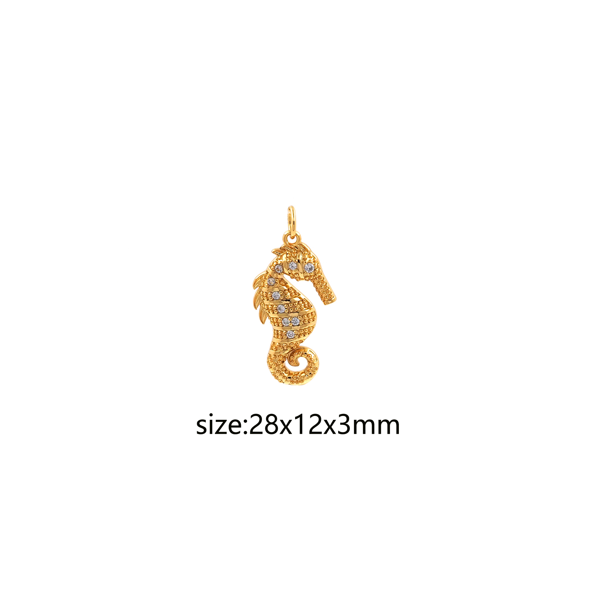 CZ Micro Pave Origami Pendant,18K Gold Filled Seahorse Charm Earrings Necklace for DIY Jewelry Making Supply