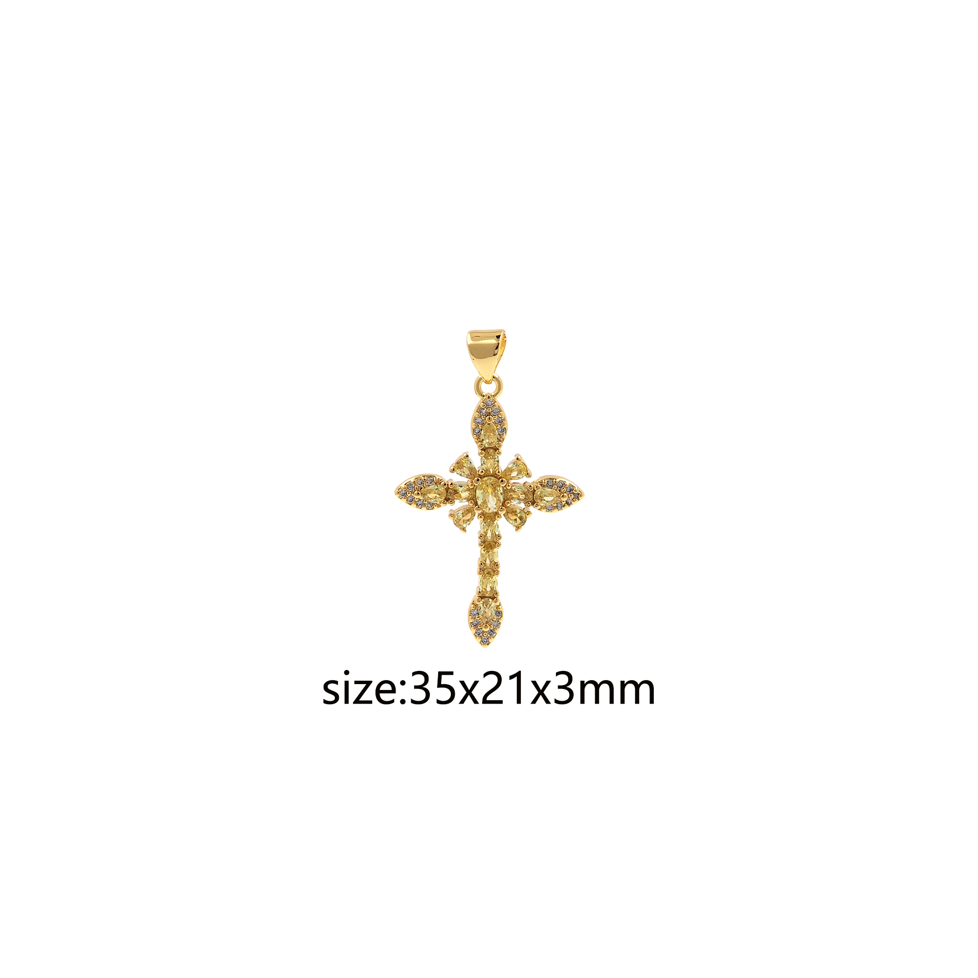 18K Gold Filled Cross Pendant,CZ Micro Pave Cross Charm Earrings Necklace for DIY Jewelry Making Supply