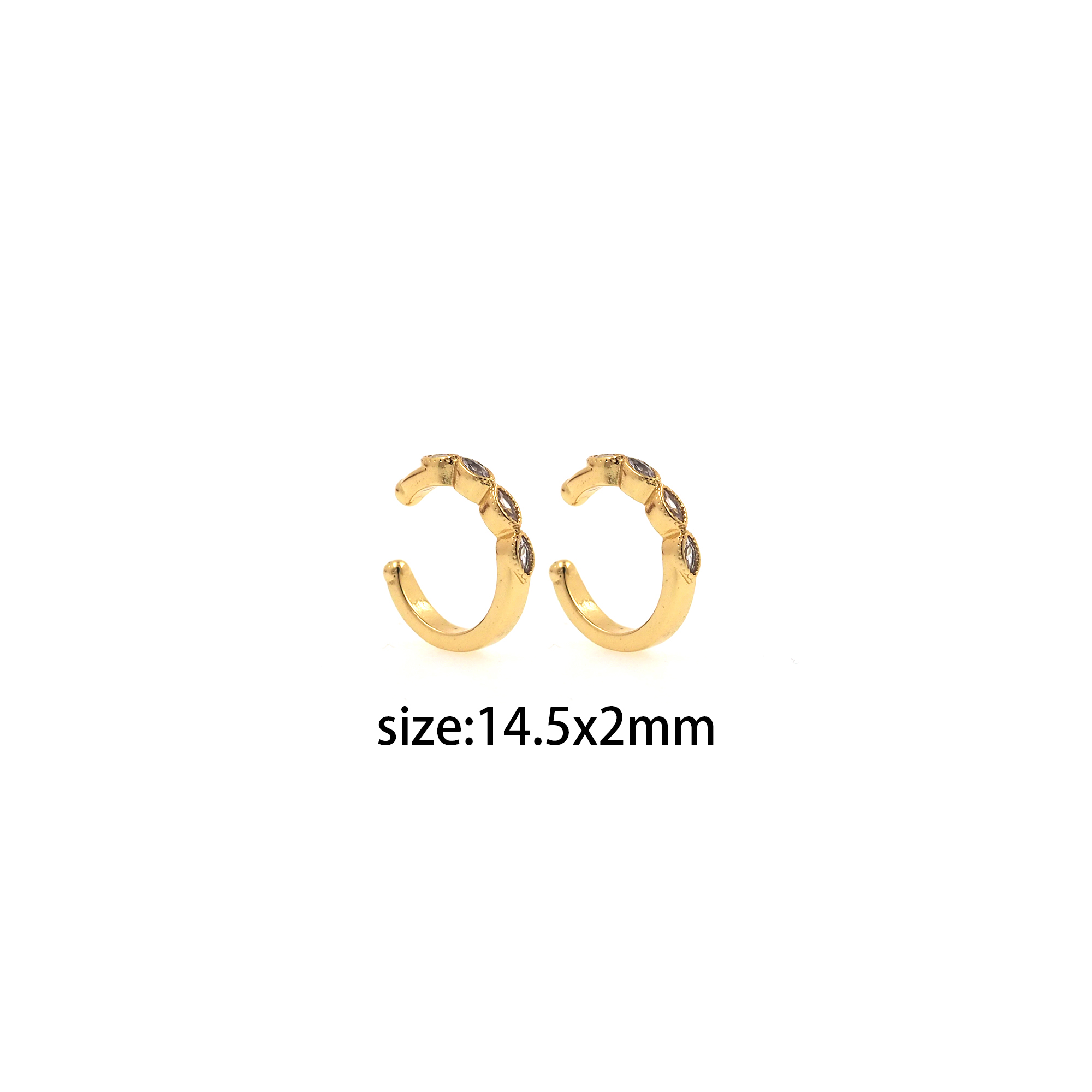 18K Gold Filled Ear Clip Earrings,CZ Ear Clips,Clip on Earrings,Minimalist Ear Cuff