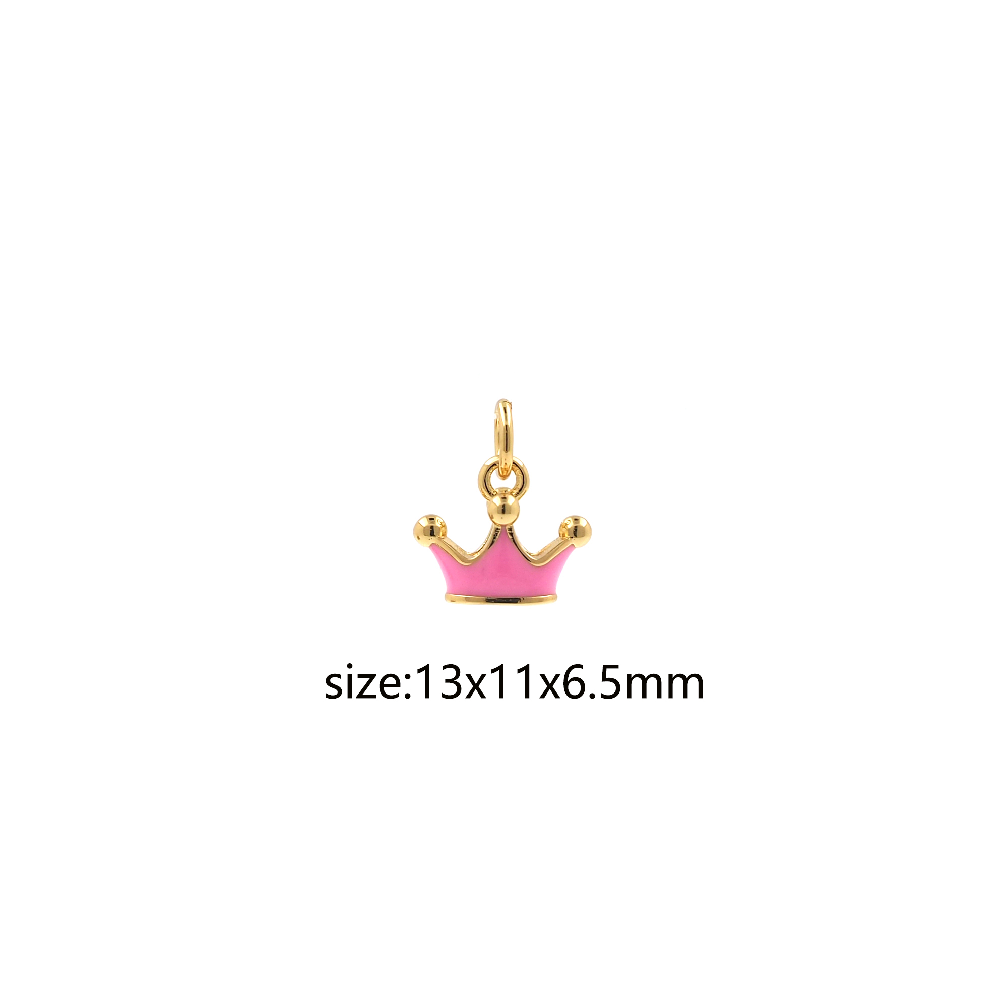 18K Gold Filled Crown Pendant,Enamel Crown Charm Earrings Necklace for DIY Jewelry Making Supply