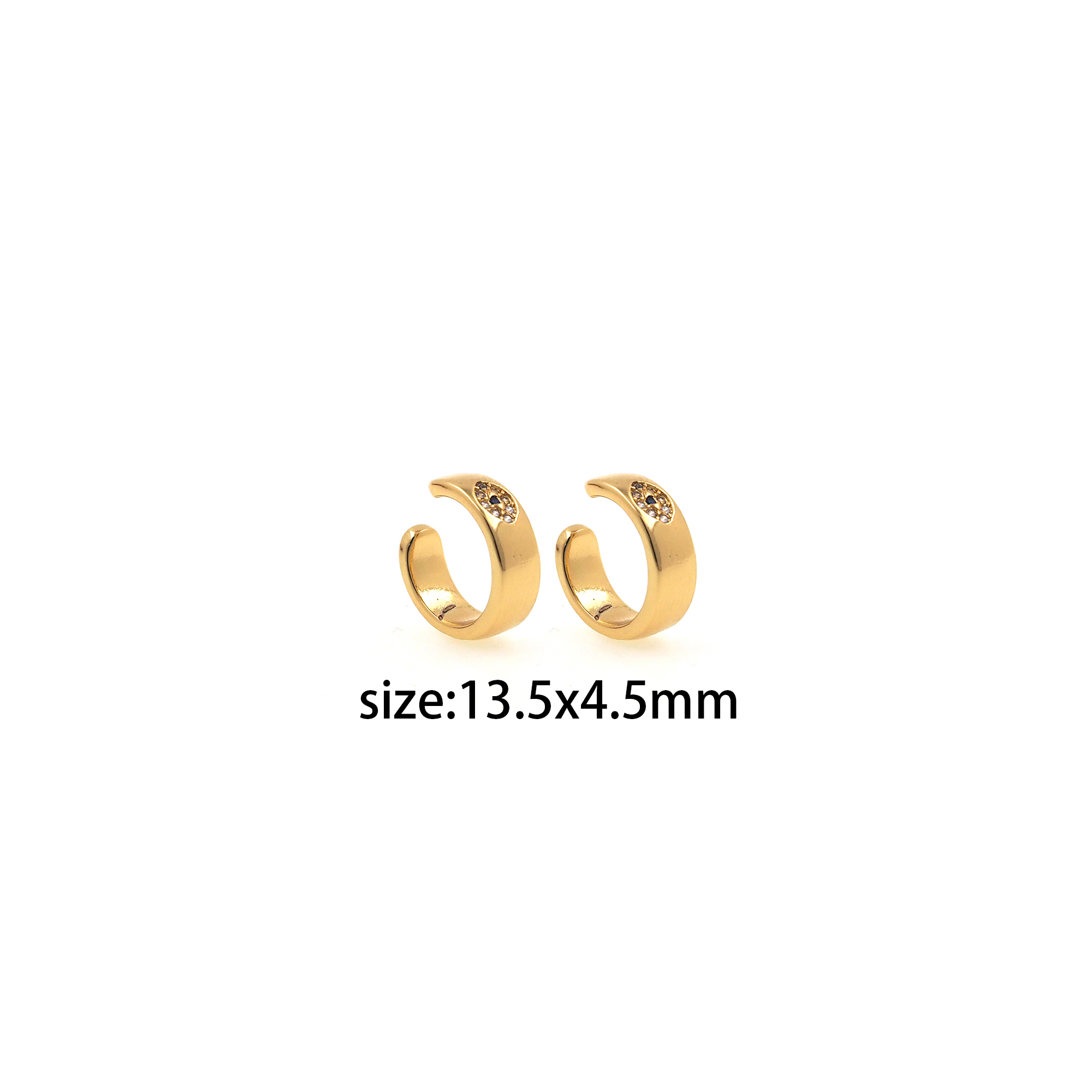 18K Gold Filled Evil Eye Ear Clip Earrings,CZ Ear Clips,Clip on Earrings,Minimalist Ear Cuff