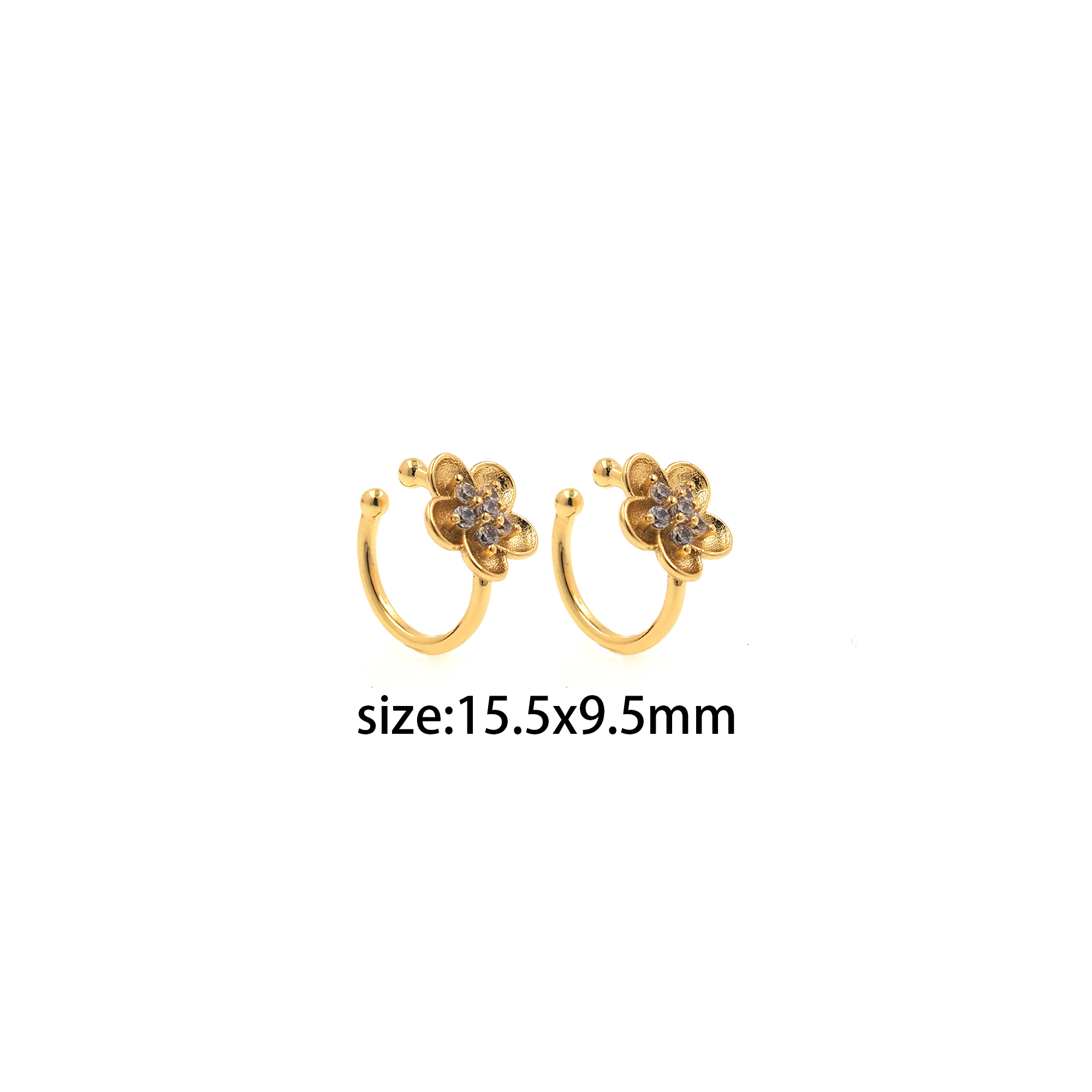 18K Gold Filled Flower Ear Clip Earrings,Dainty Ear Clips,Clip on Earrings,Minimalist Ear Cuff