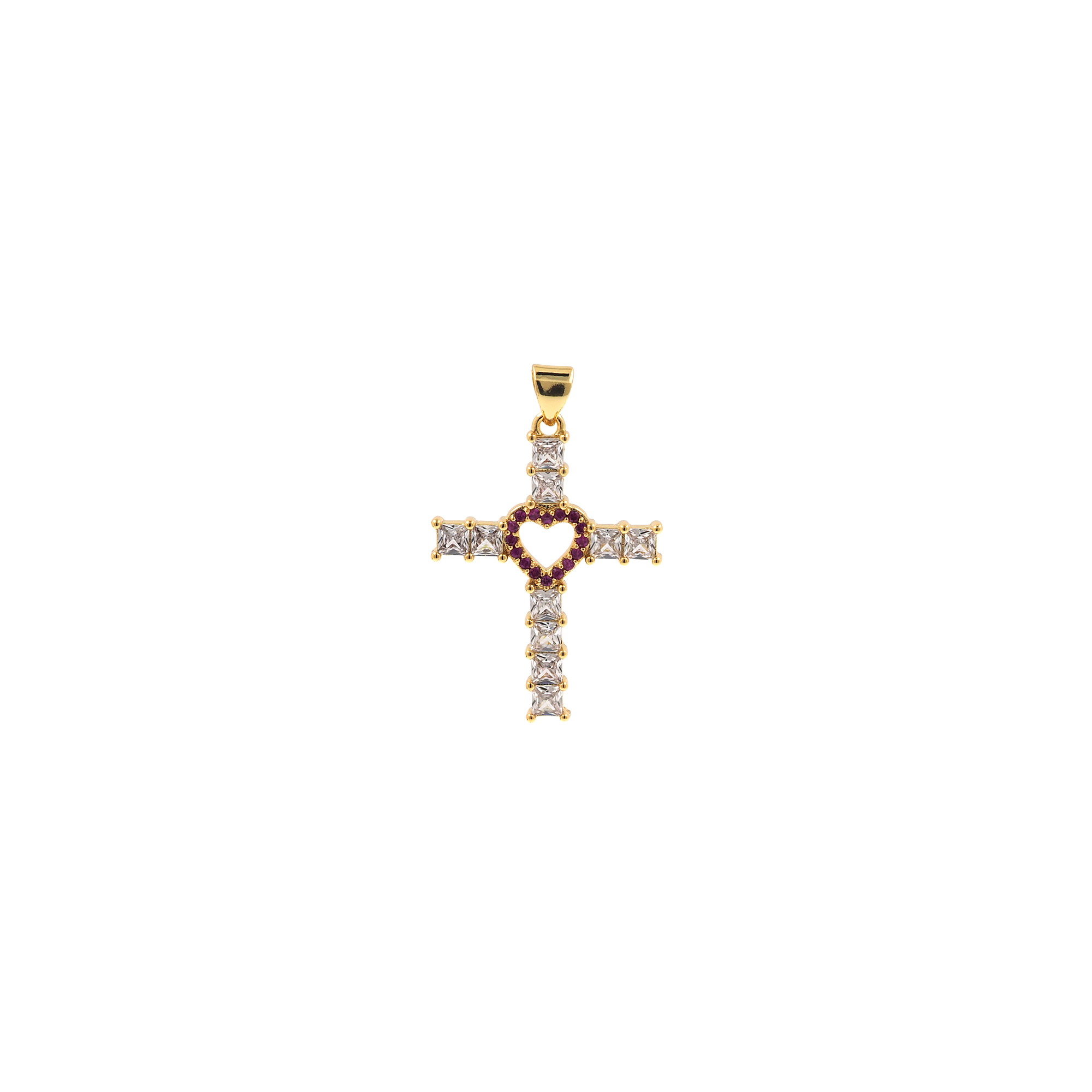 CZ Micro Pave Religious Pendant,18K Gold Filled Pearl Cross Charm Earrings Necklace for DIY Jewelry Making Supply