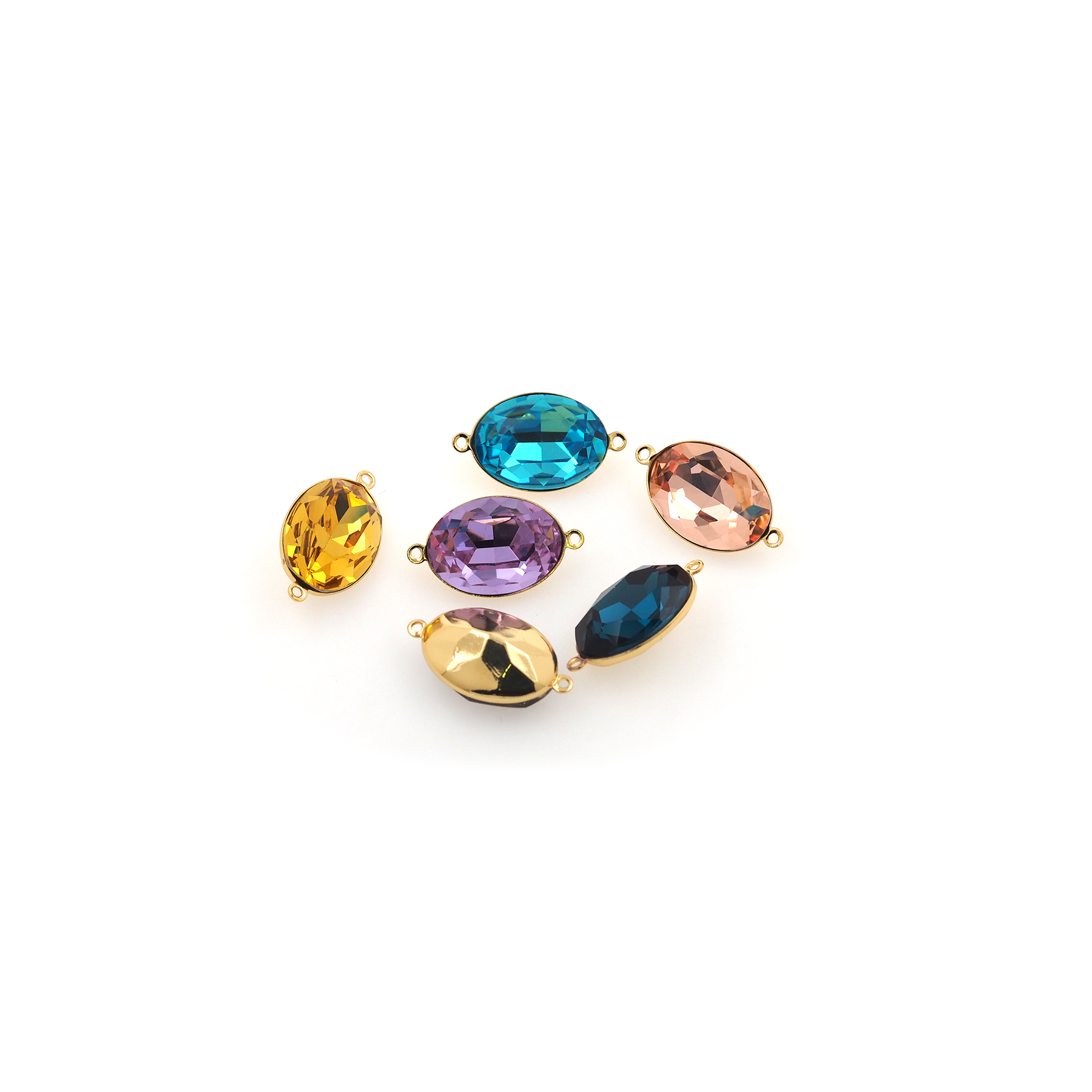 18K Gold Filled Oval Connector,Crystal Oval Charm Necklace Bracelet for DIY Jewelry Making Supply