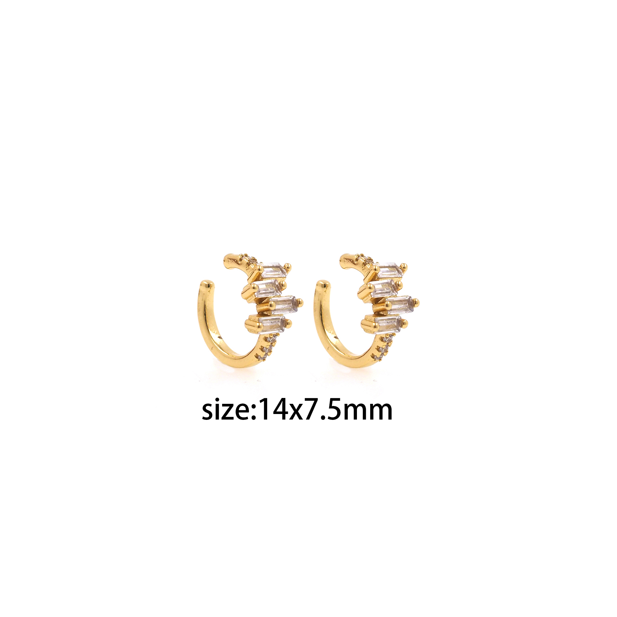 18K Gold Filled CZ Ear Clip Earrings,Zirconia Ear Clips,Clip on Earrings,Minimalist Ear Cuff