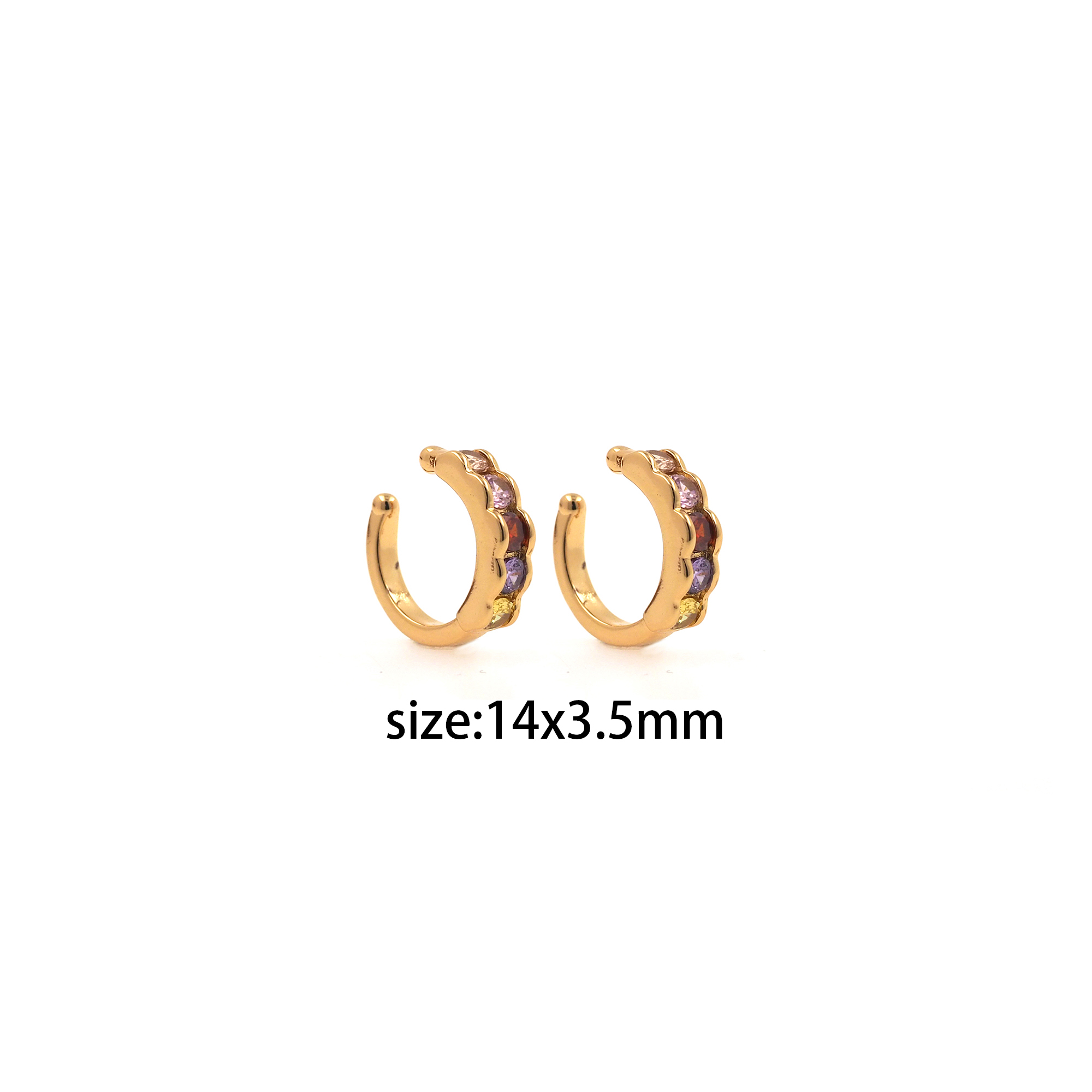 18K Gold Filled CZ Ear Clip Earrings,Zirconia Ear Clips,Clip on Earrings,Minimalist Ear Cuff