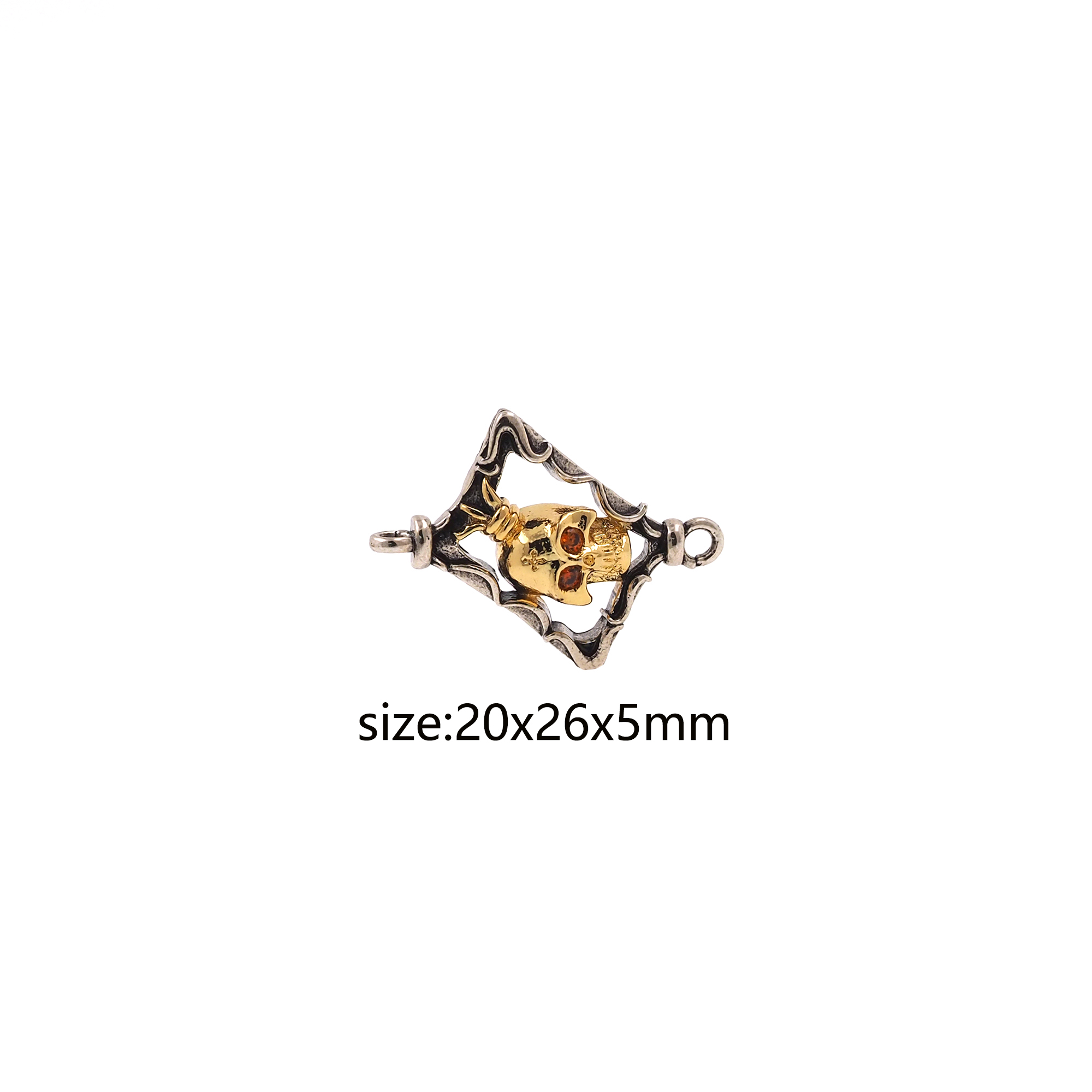 18K Gold Filled Skull Connector,Skull Charm Necklace Bracelet for DIY Jewelry Making Supply