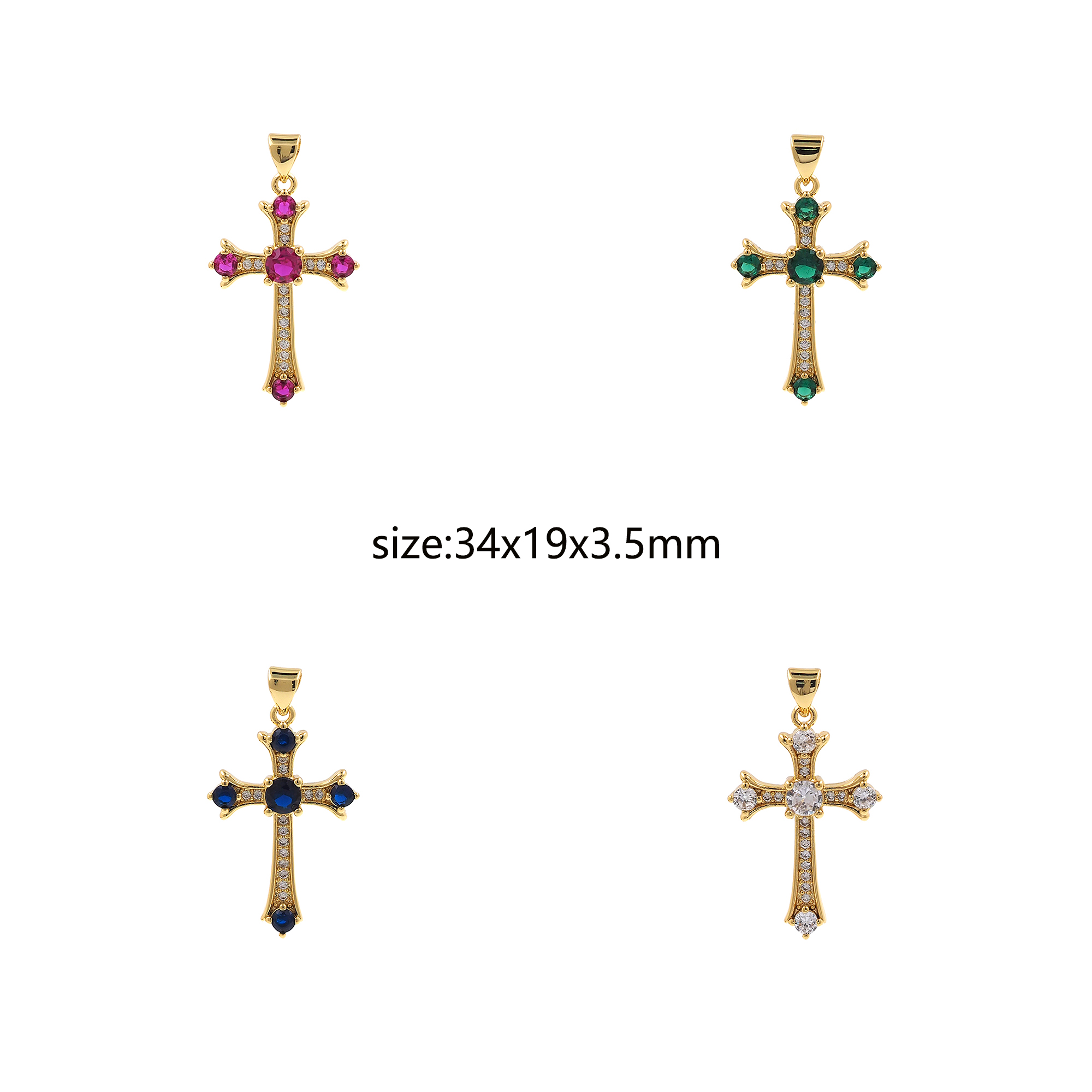 18K Gold Filled Cross Pendant,CZ Micro Pave Cross Charm Earrings Necklace for DIY Jewelry Making Supply