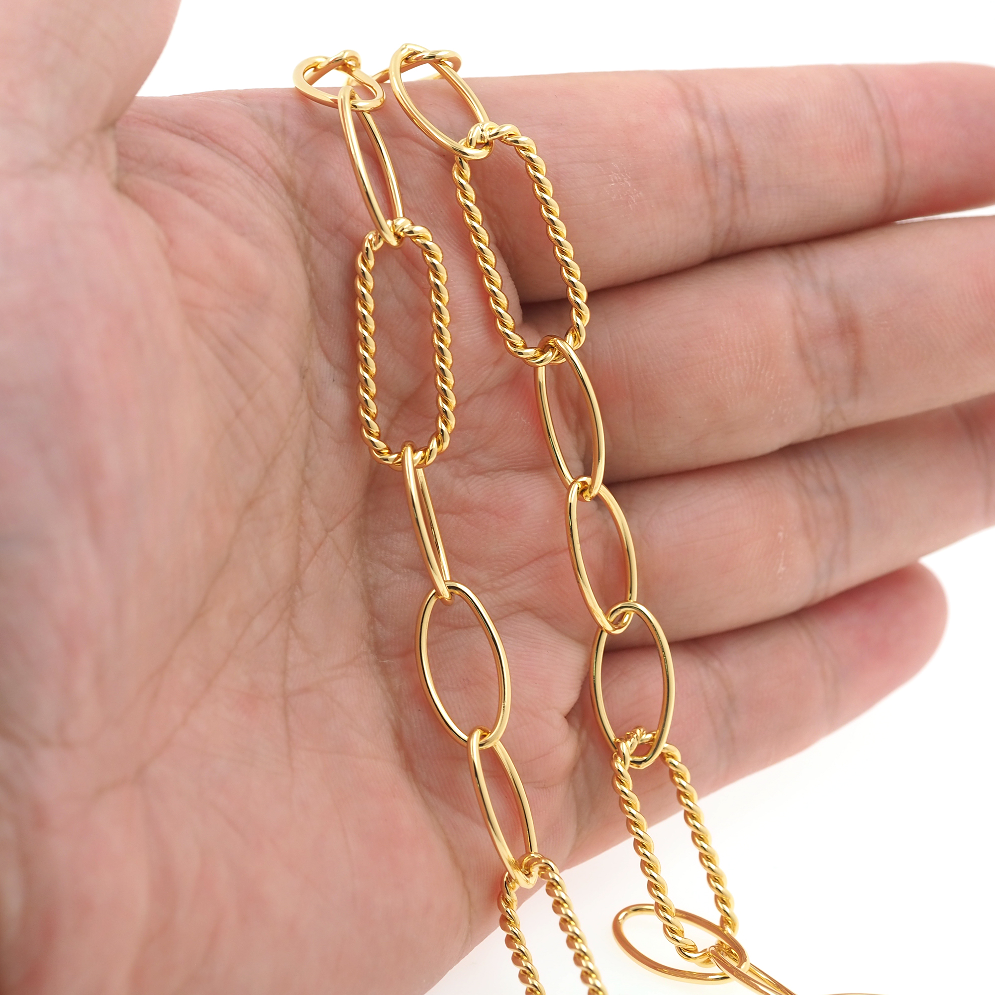 18K Gold Filled Cable Chain Necklace,Minimalist Link Chain,Gold Oval Chain Necklace for Women DIY Jewelry Making Supply