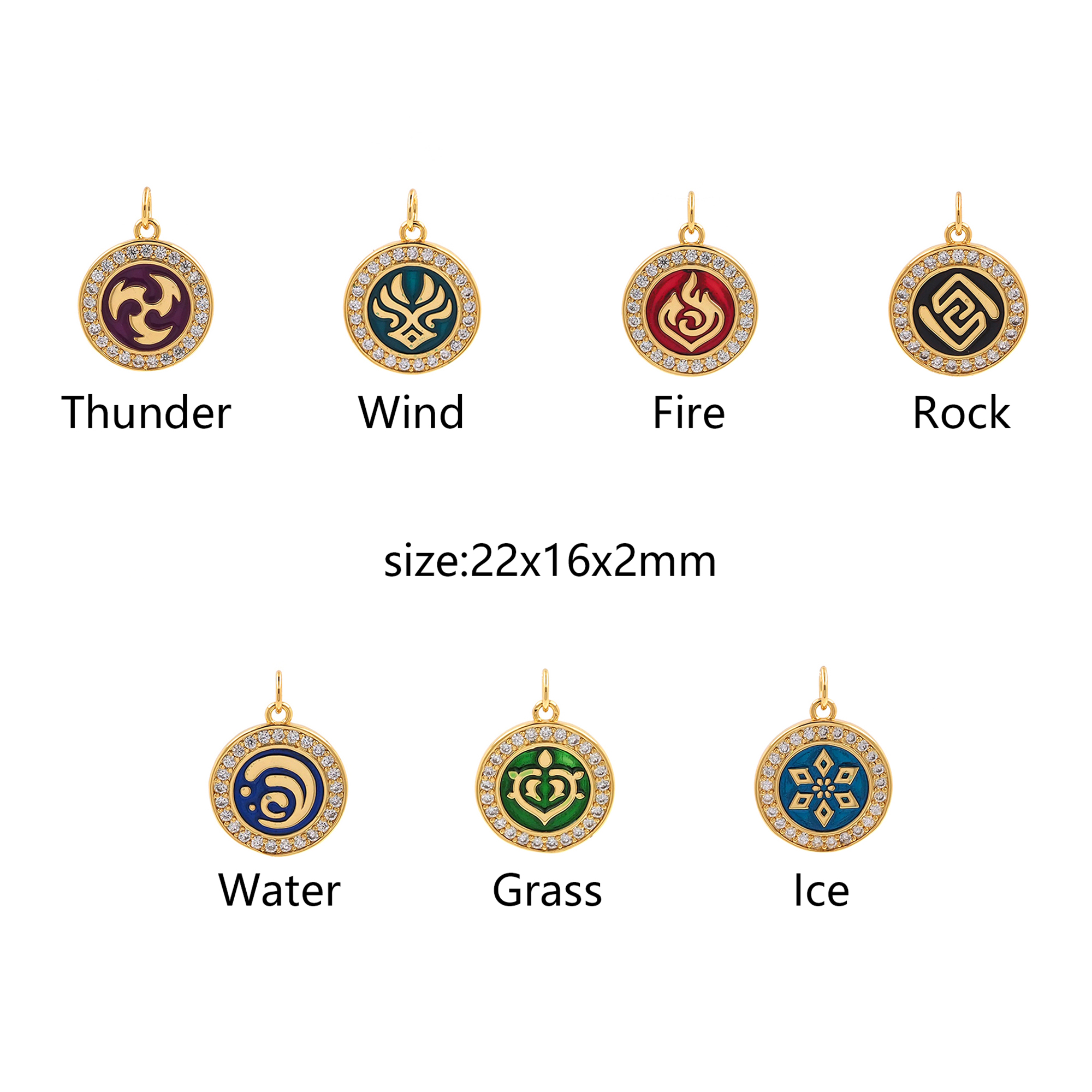 18K Gold Filled Element Pendant,Enamel Element Symbol Charm Earrings Necklace for DIY Jewelry Making Supply