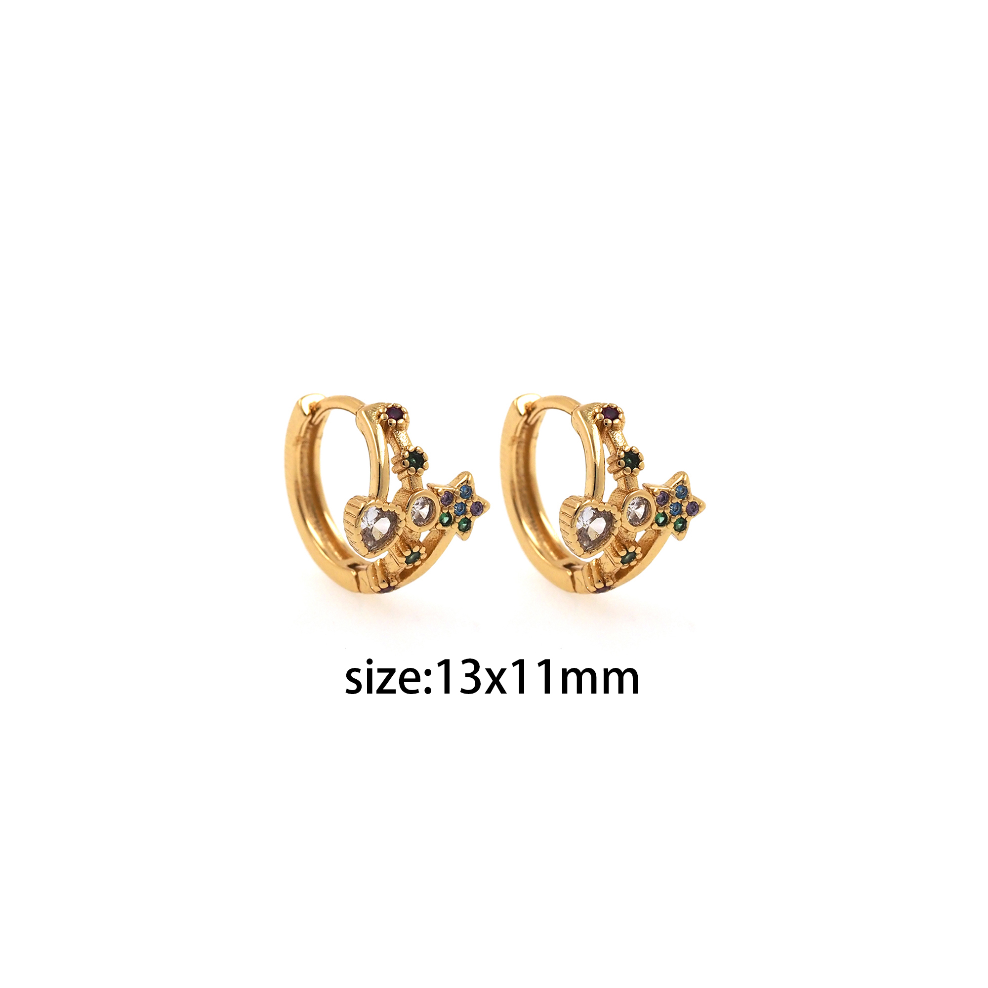 18K Gold Filled Star Hoop Earrings,Dainty Zirconia Earrings,Gold Celestial Hoops,Dainty CZ Hoops Huggie