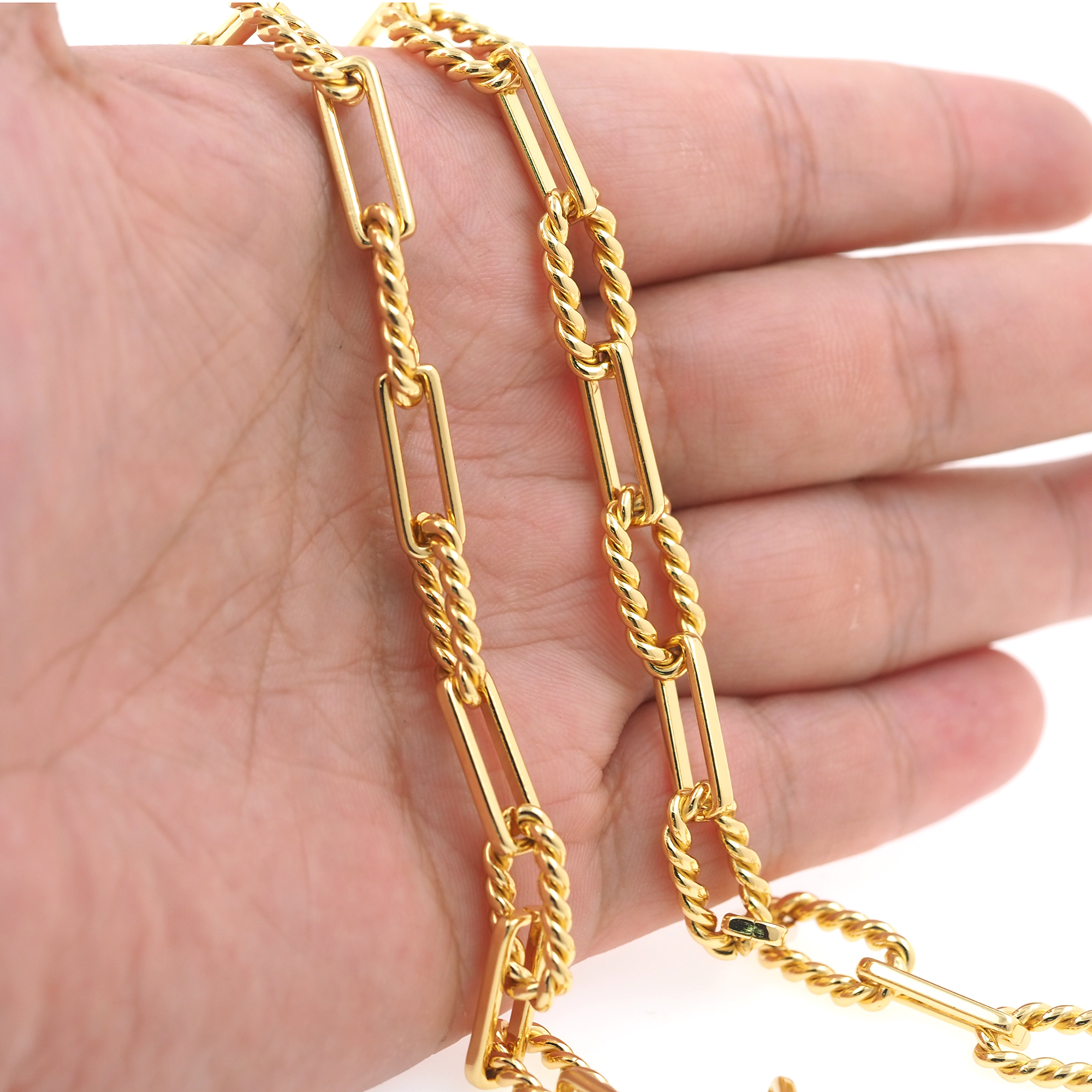 18K Gold Filled Paper Clip Chain Necklace,Dainty Thin Link Chain,Gold Paper Clip Chain Necklace for Women DIY Jewelry Making Supply