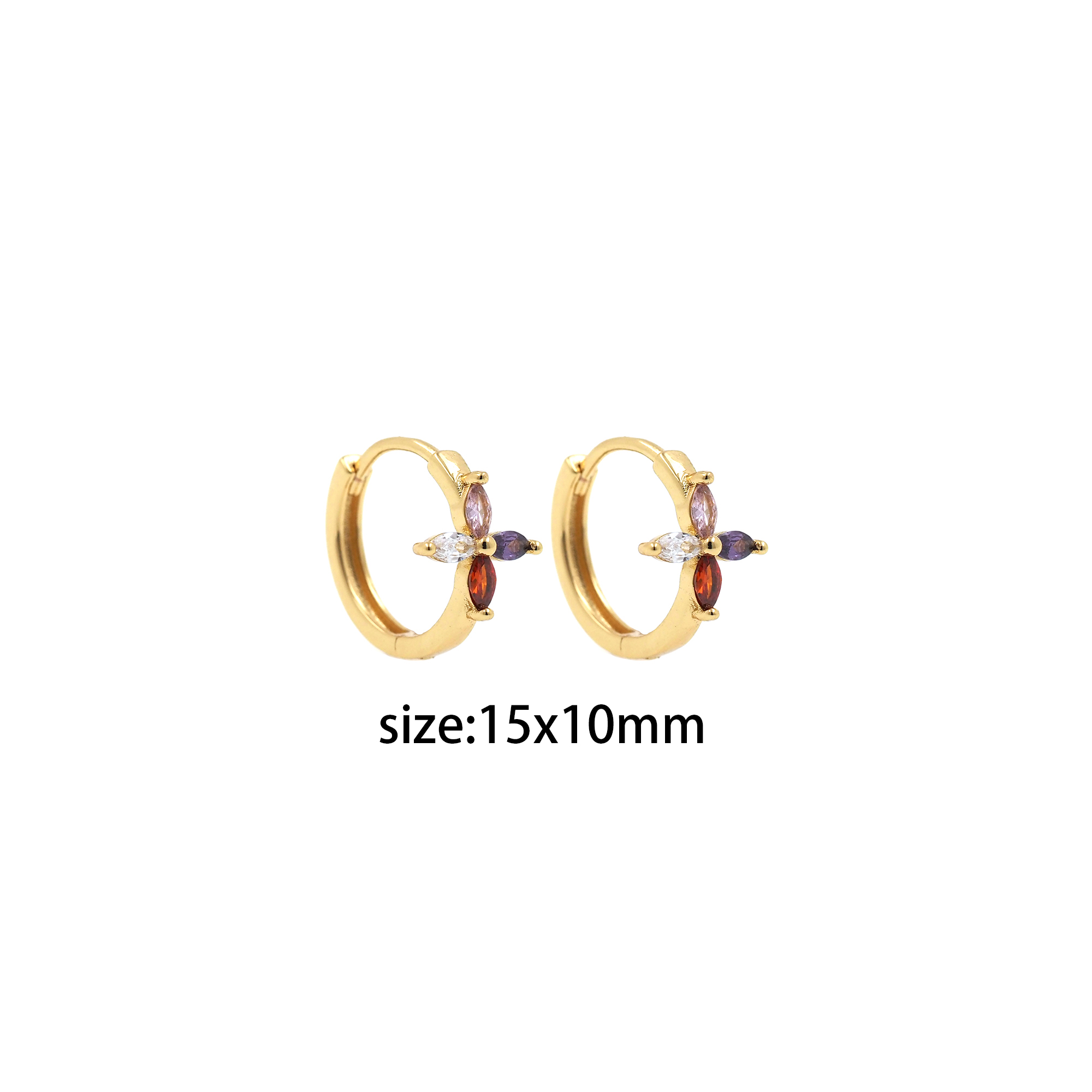 18K Gold Filled Flower Earrings,CZ Micro Pave Floral Hoop Earrings,Minimalist Earrings,Gold Hoops