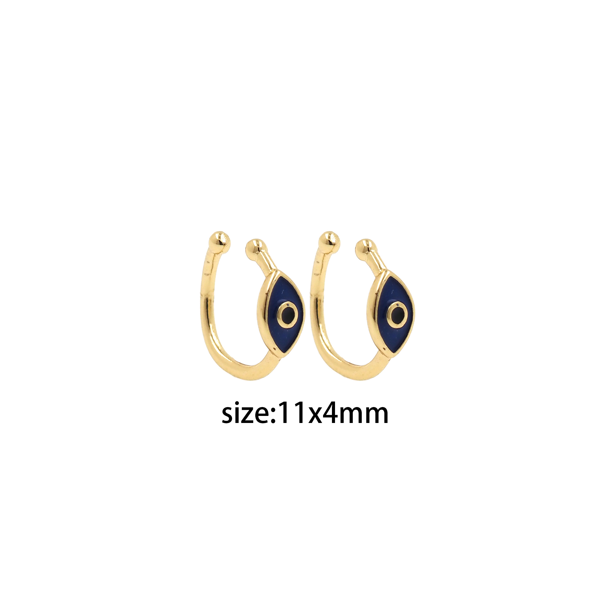 18K Gold Filled Evil Eye Ear Clip Earrings,Enamel Ear Clips,Clip on Earrings,Minimalist Ear Cuff