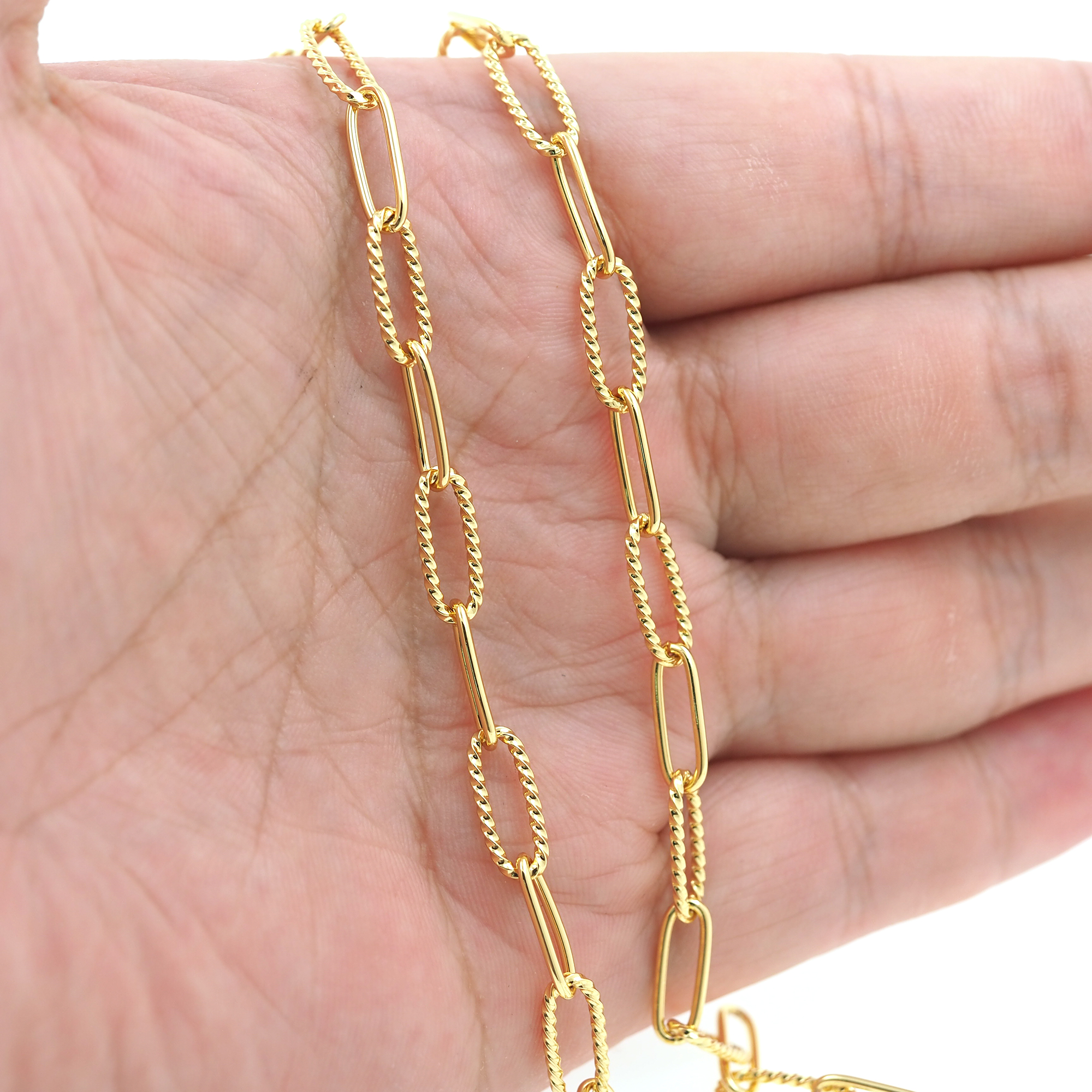 18K Gold Filled Paper Clip Chain Necklace,Dainty Thin Link Chain,Gold Paper Clip Chain Necklace for Women DIY Jewelry Making Supply