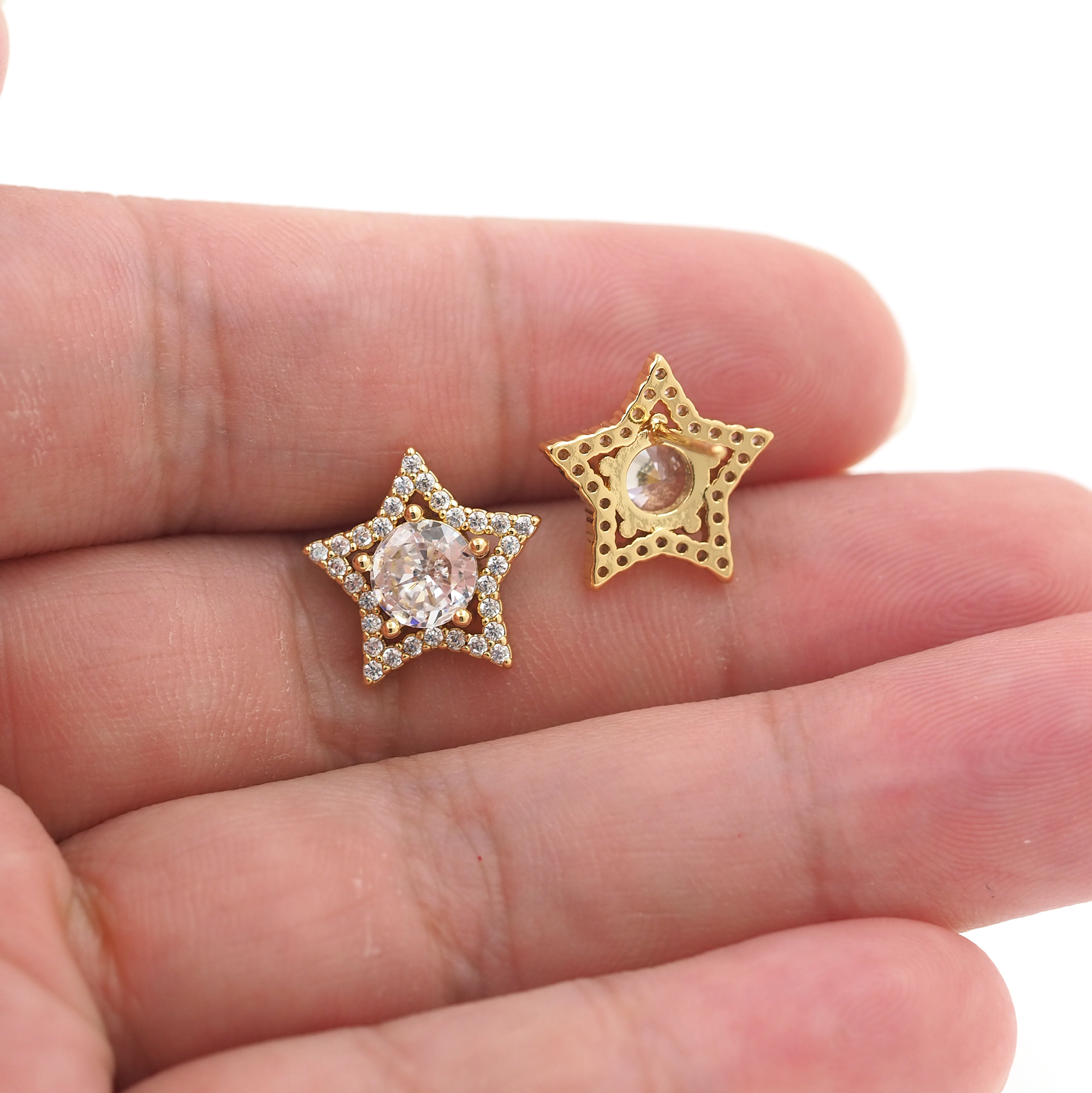 18K Gold Filled Star Stud Earrings,CZ Micro Pave Star Earrings,Celestial Earrings,Minimalist Earring,Gift for Wife