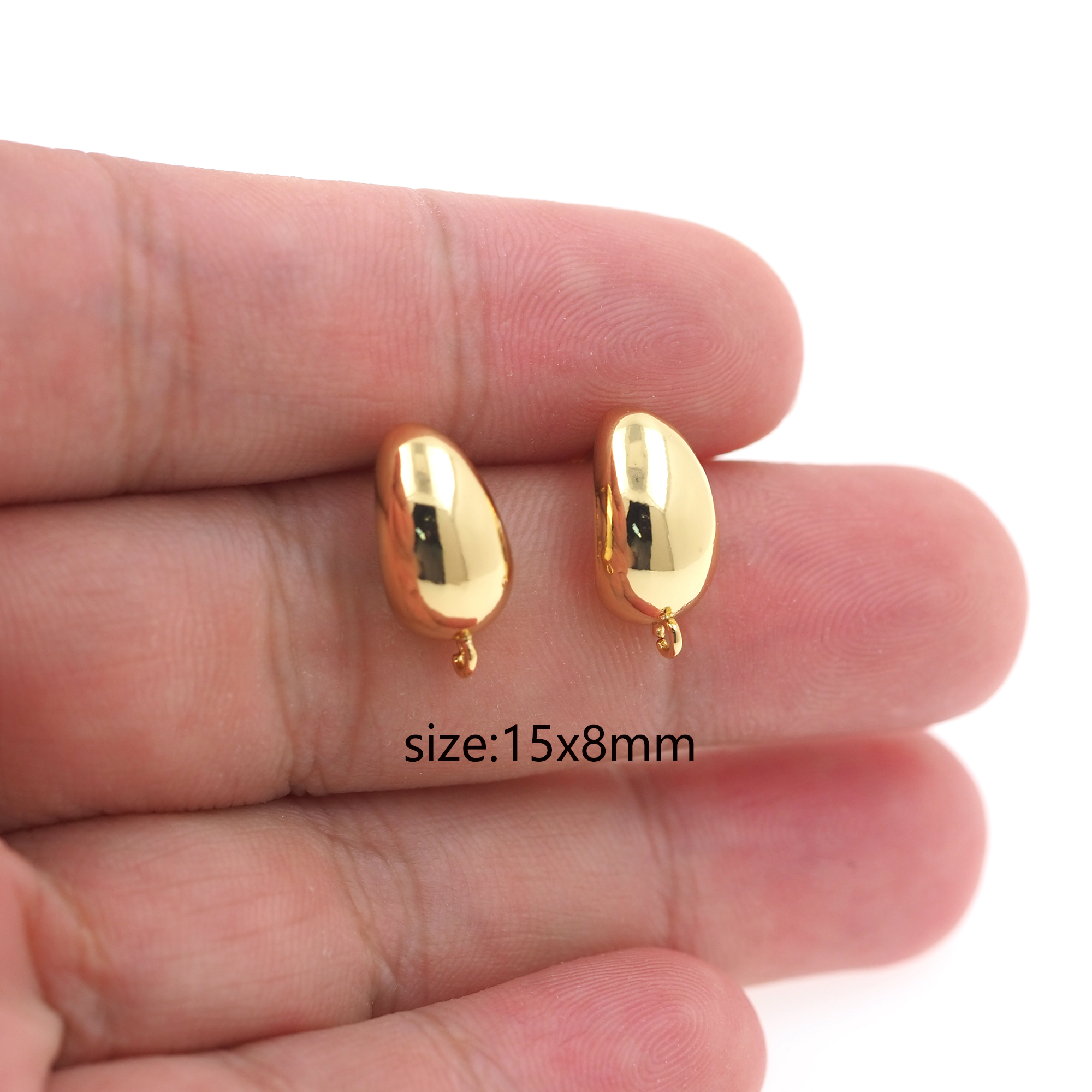 18K Gold Filled Teardrop Stud Earrings,Dainty Earrings,Minimalist Earring,DIY Jewelry Making Supply