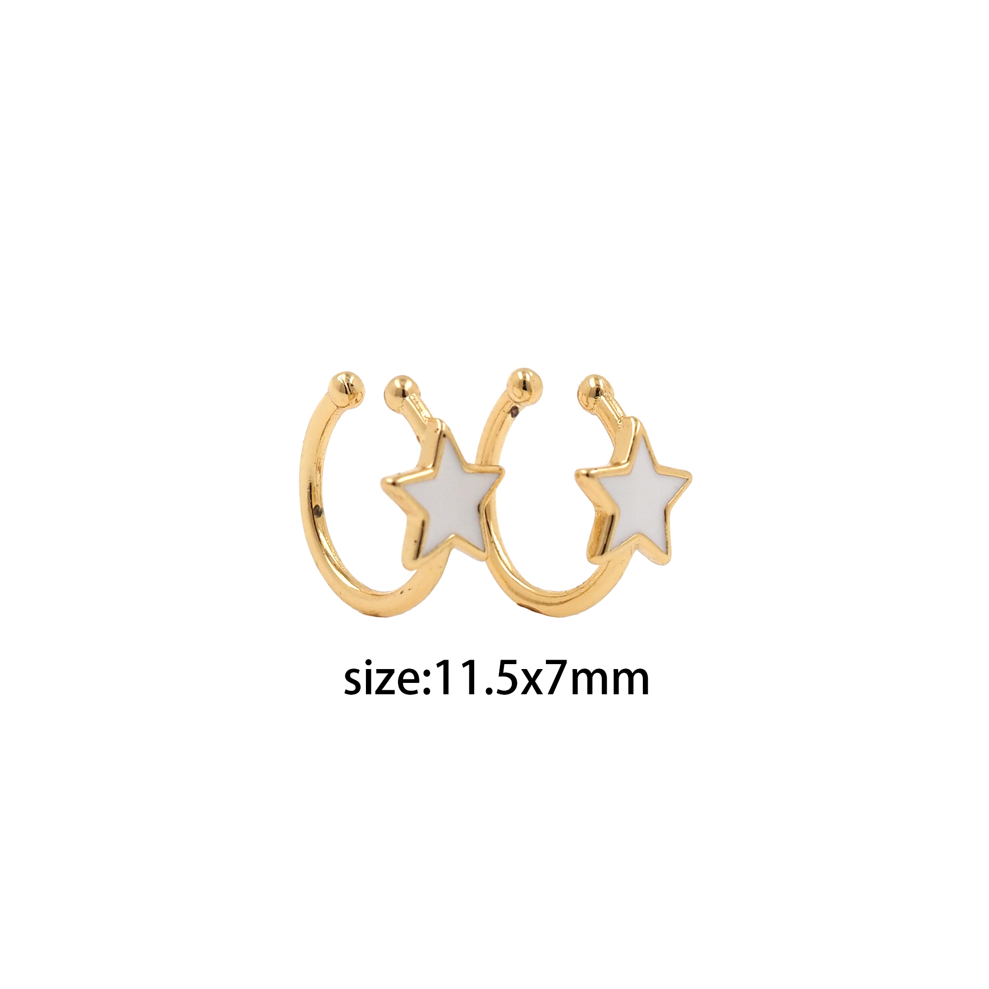 18K Gold Filled Star Ear Clip Earrings,Enamel Ear Clips,Clip on Earrings,Minimalist Ear Cuff