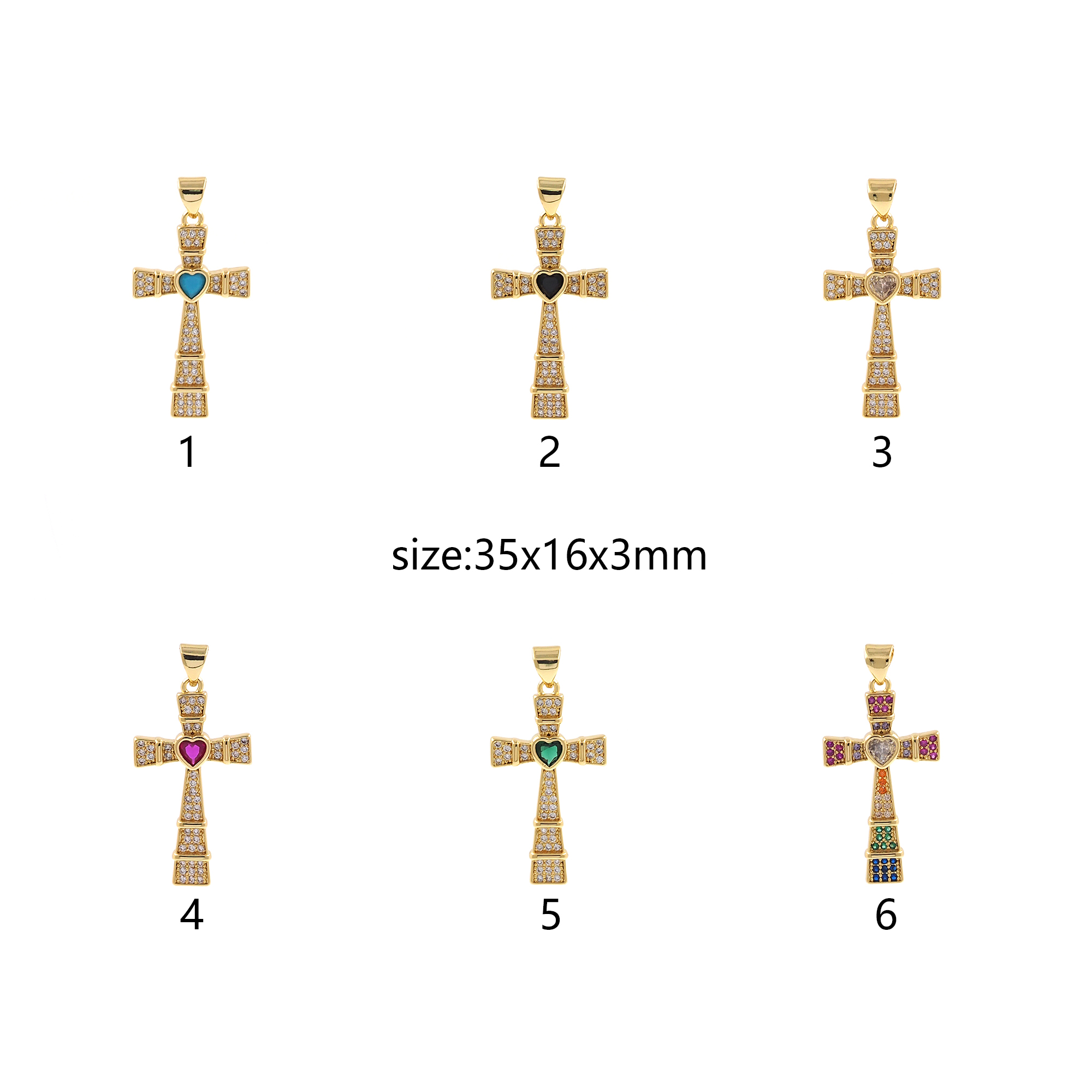 18K Gold Filled Cross Pendant,CZ Micro Pave Cross Charm Earrings Necklace for DIY Jewelry Making Supply