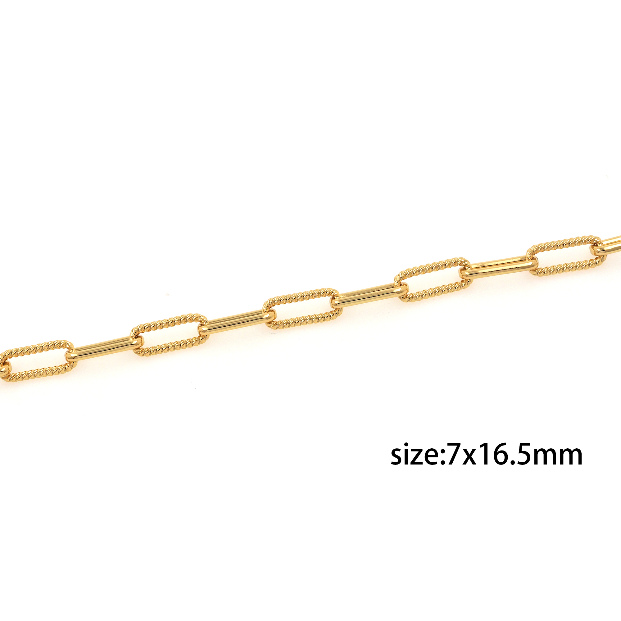 18K Gold Filled Paper Clip Chain Necklace,Dainty Thin Link Chain,Gold Rectangle Chain Necklace for Women DIY Jewelry Making Supply
