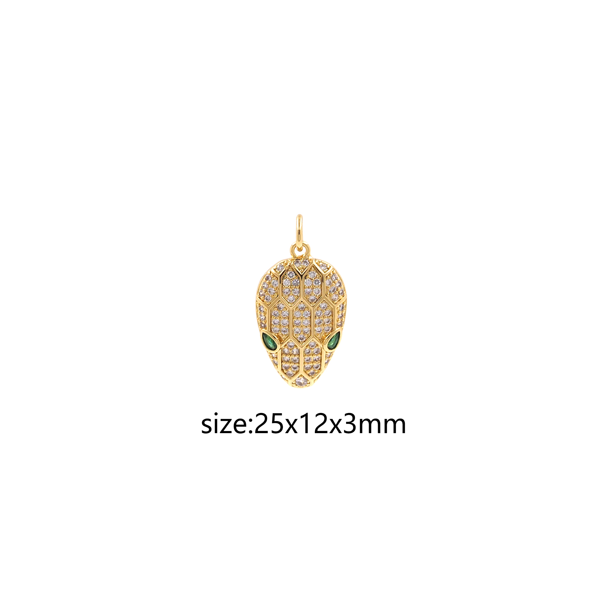 18K Gold Filled Snake Head Pendant,CZ Micor Pave Snake Charm Earrings Necklace for DIY Jewelry Making Supply