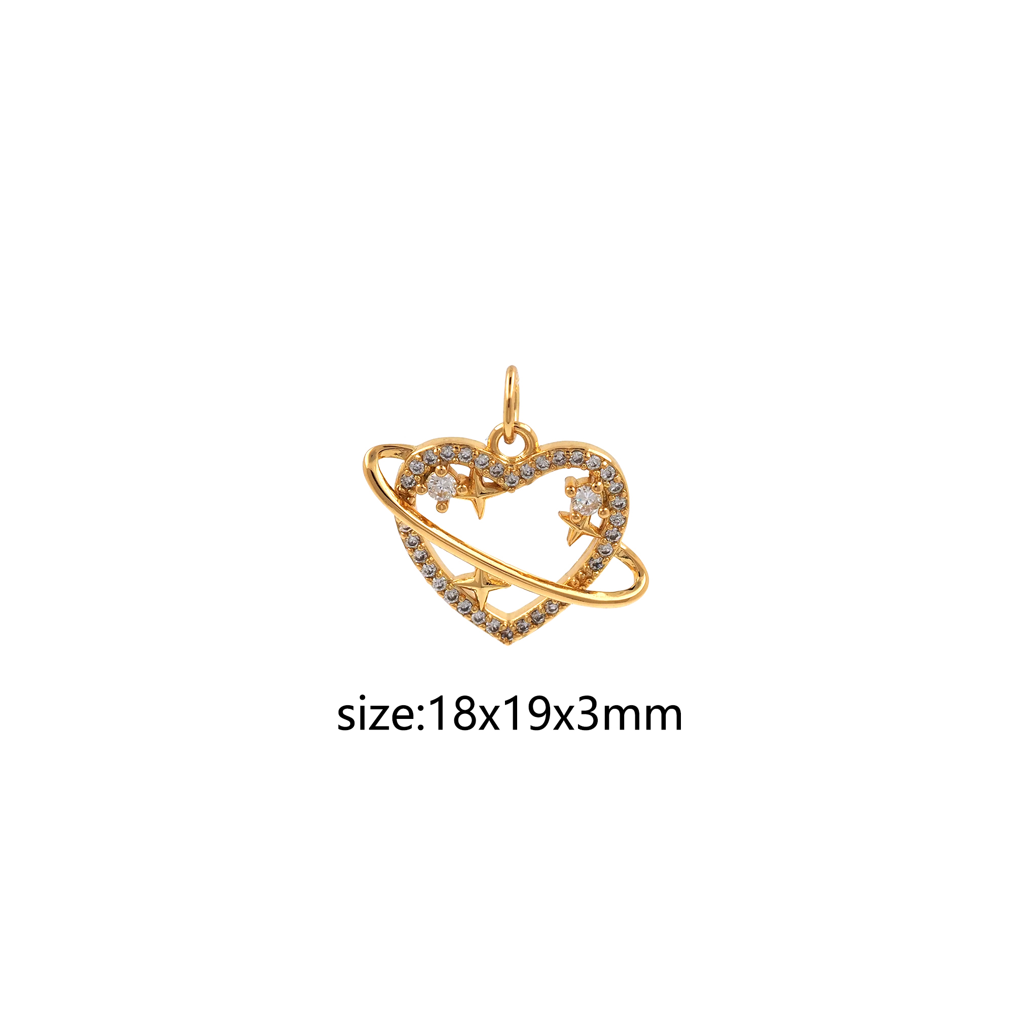 CZ Micro Pave Heart Pendant,18K Gold Filled Heart Charm Earrings Necklace for DIY Jewelry Making Supply