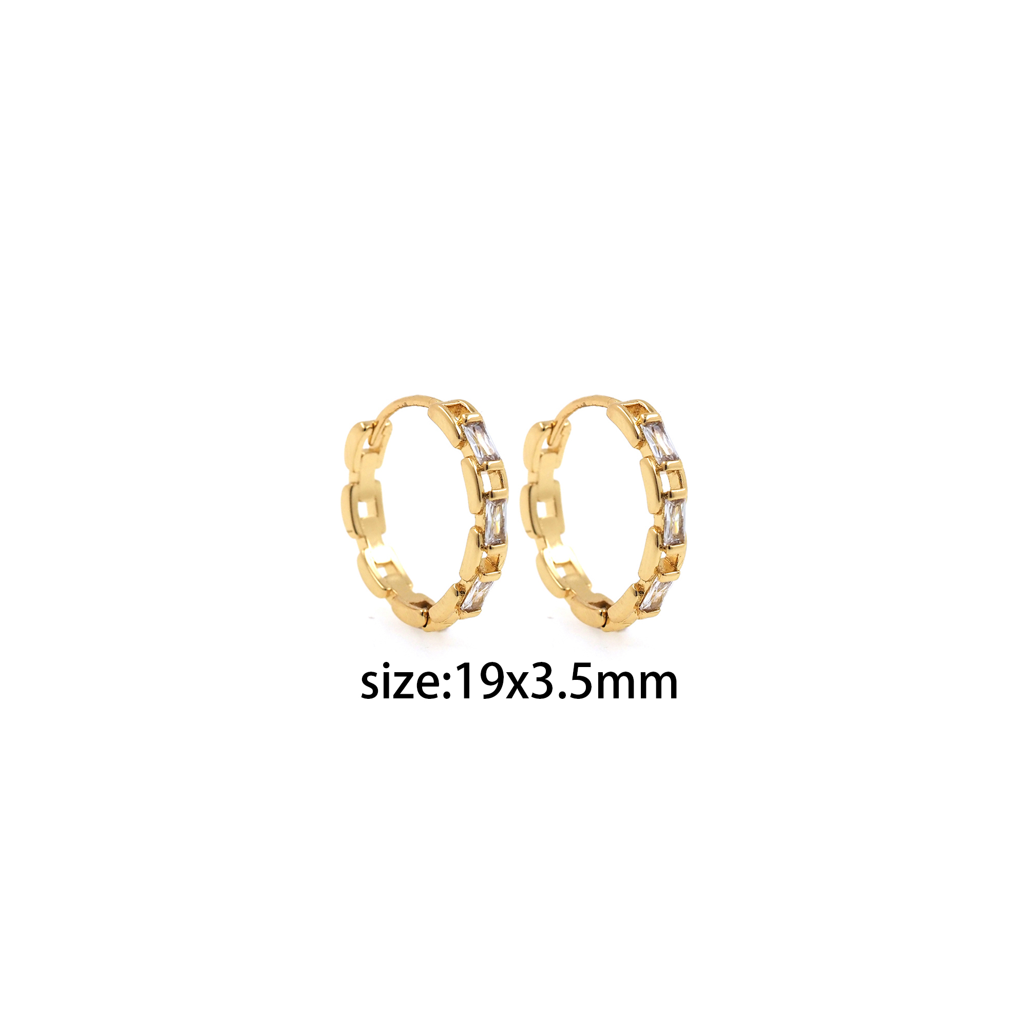 18K Gold Filled Chain Hoop Earrings,CZ Micro Pave Chain Earrings,Gold Hoops,Dainty CZ Hoops Huggie